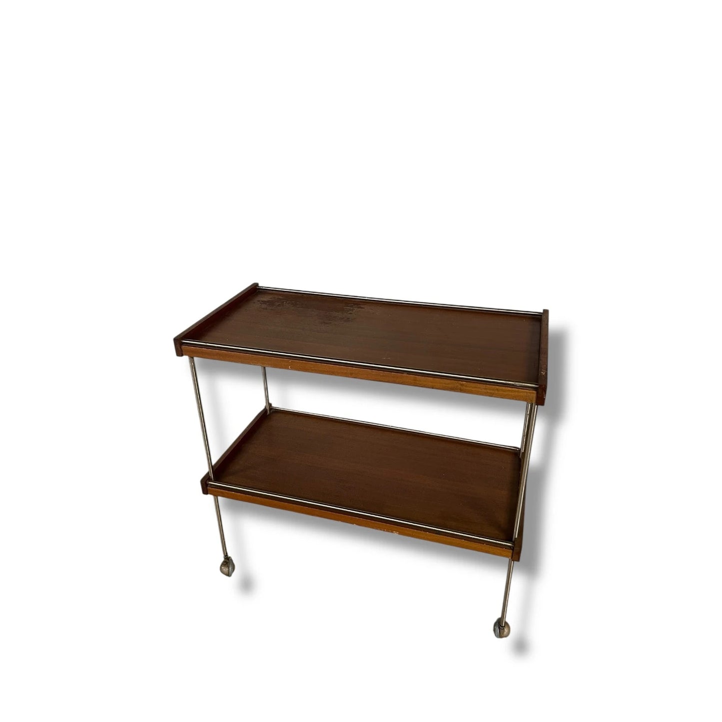 Mid Century Modern Teak and Chrome Drinks Cart Serving Trolley