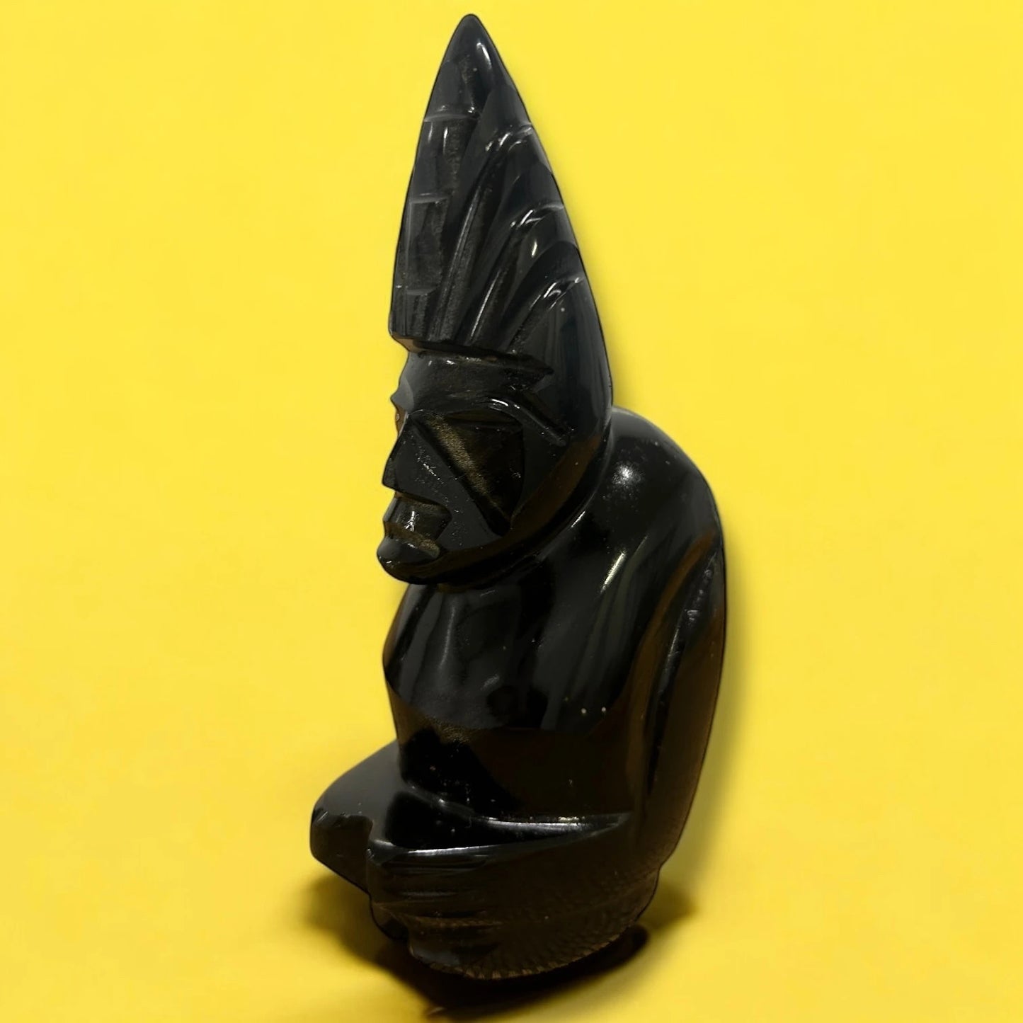 Vintage 1960s Aztec Obsidian Statue