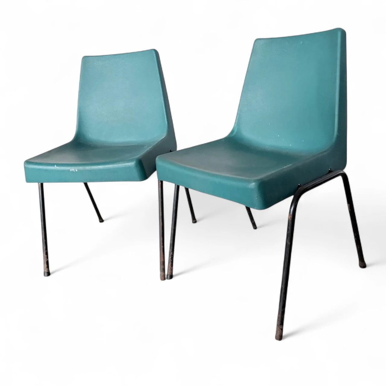 Pair of Morris of Glasgow Turquoise Plastic Chairs | Mid-Century Industrial Design