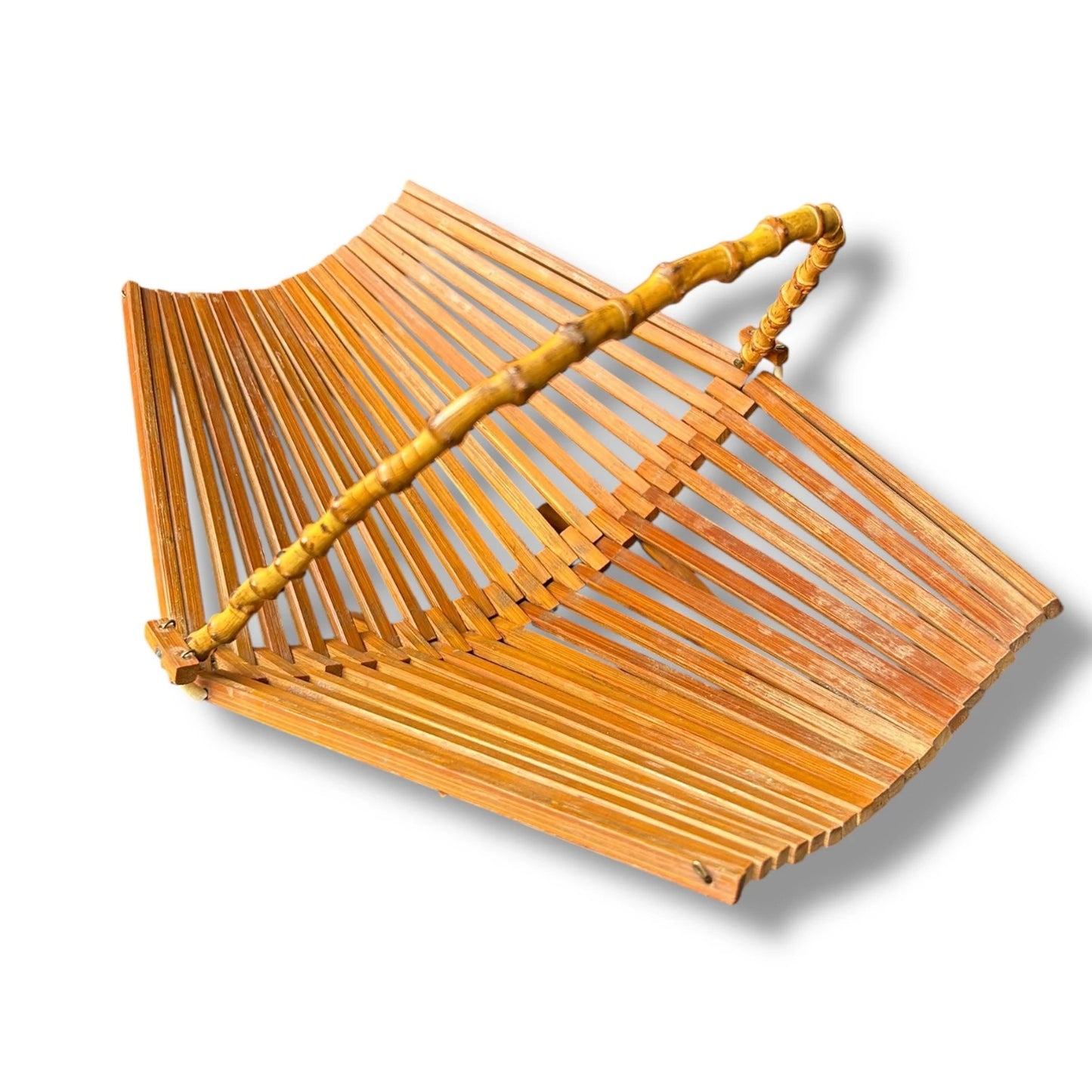 Mid century modern Japanese bamboo folding basket
