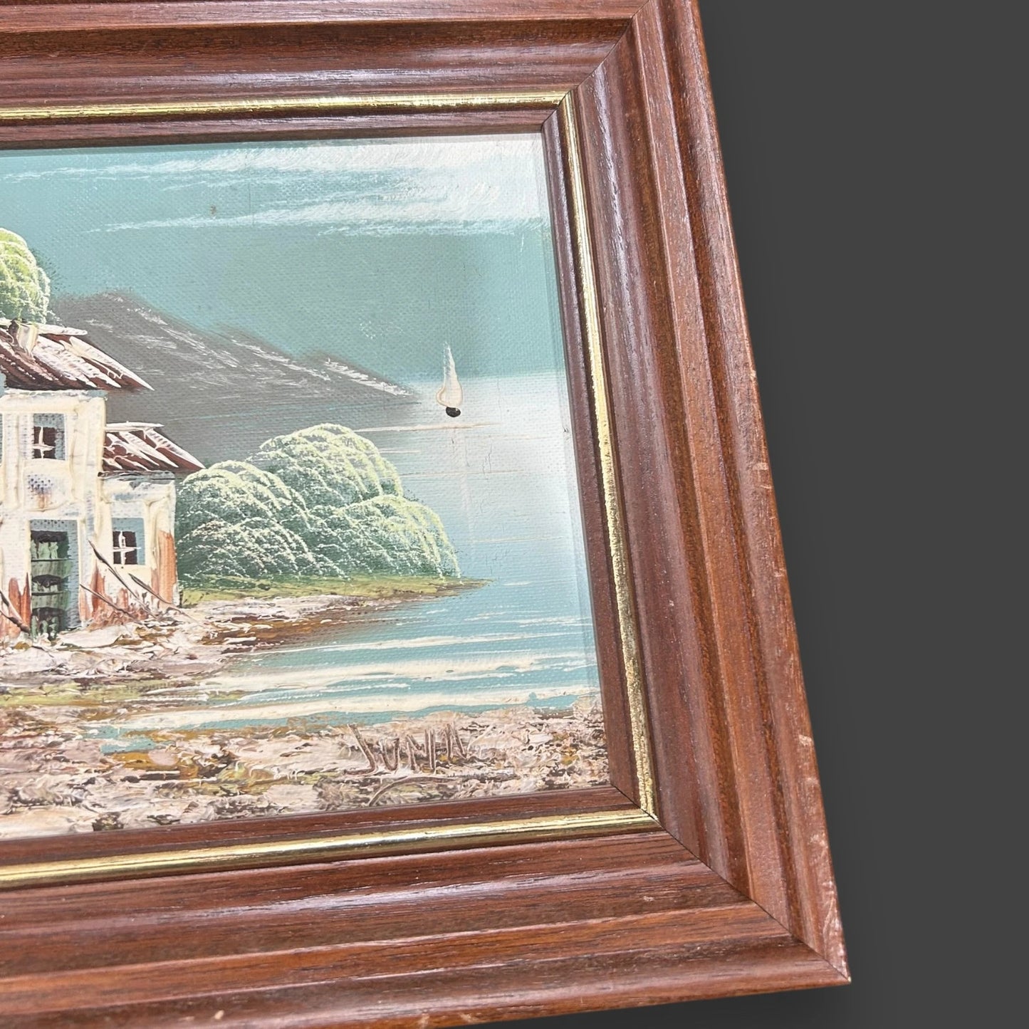 Vintage 1970s Mediterranean Nature Scene Art Painting