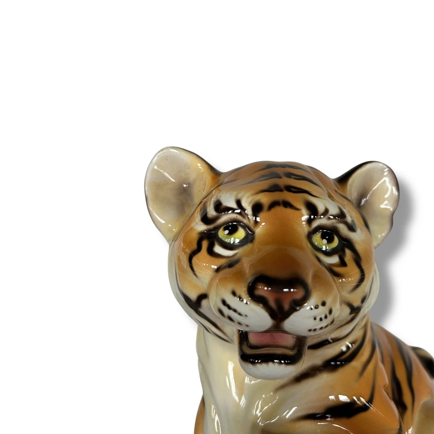 Vintage Italian Ceramic Tiger Cub Figurine – Hand-Painted Mid-Century