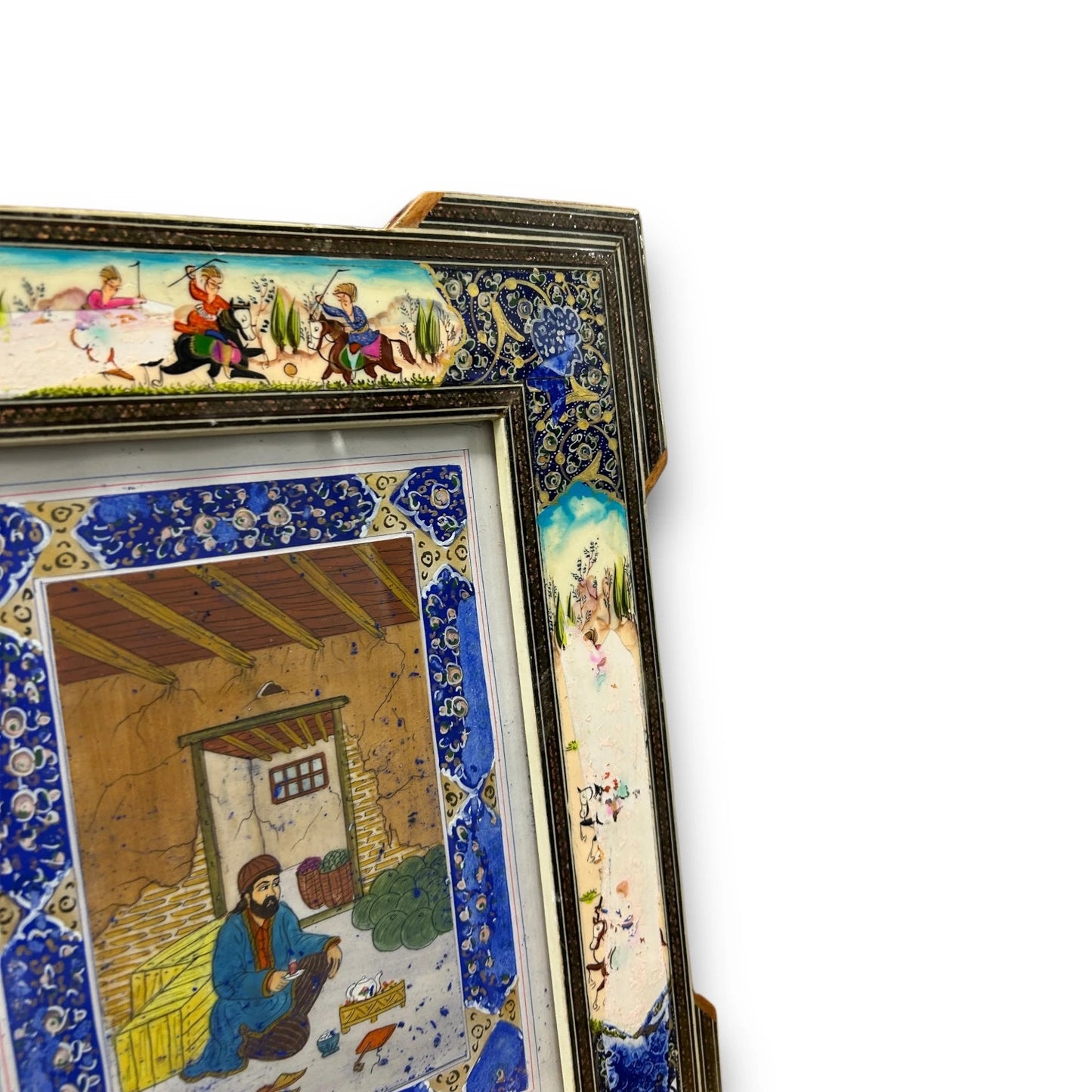 Vintage 1950s Persian Mosaic Watercolour Painting