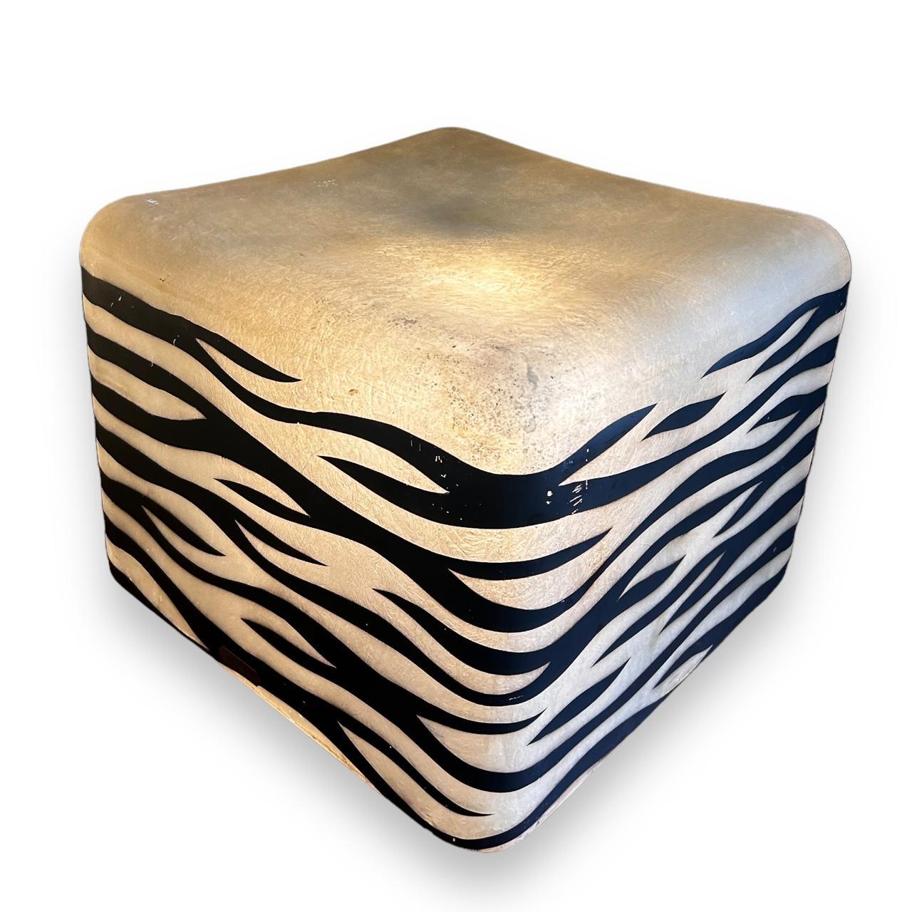 Vintage Cube Zebra Striped Floor Lamps