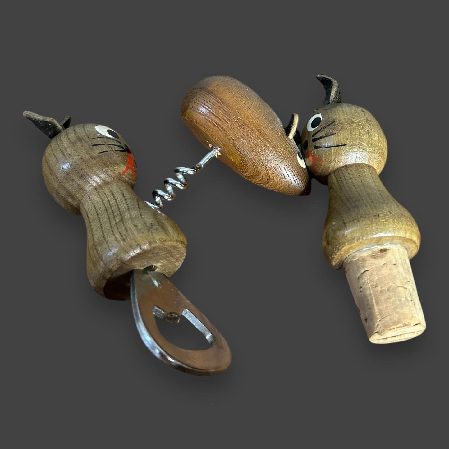 Mid Century Cats Wine Corkscrew Set