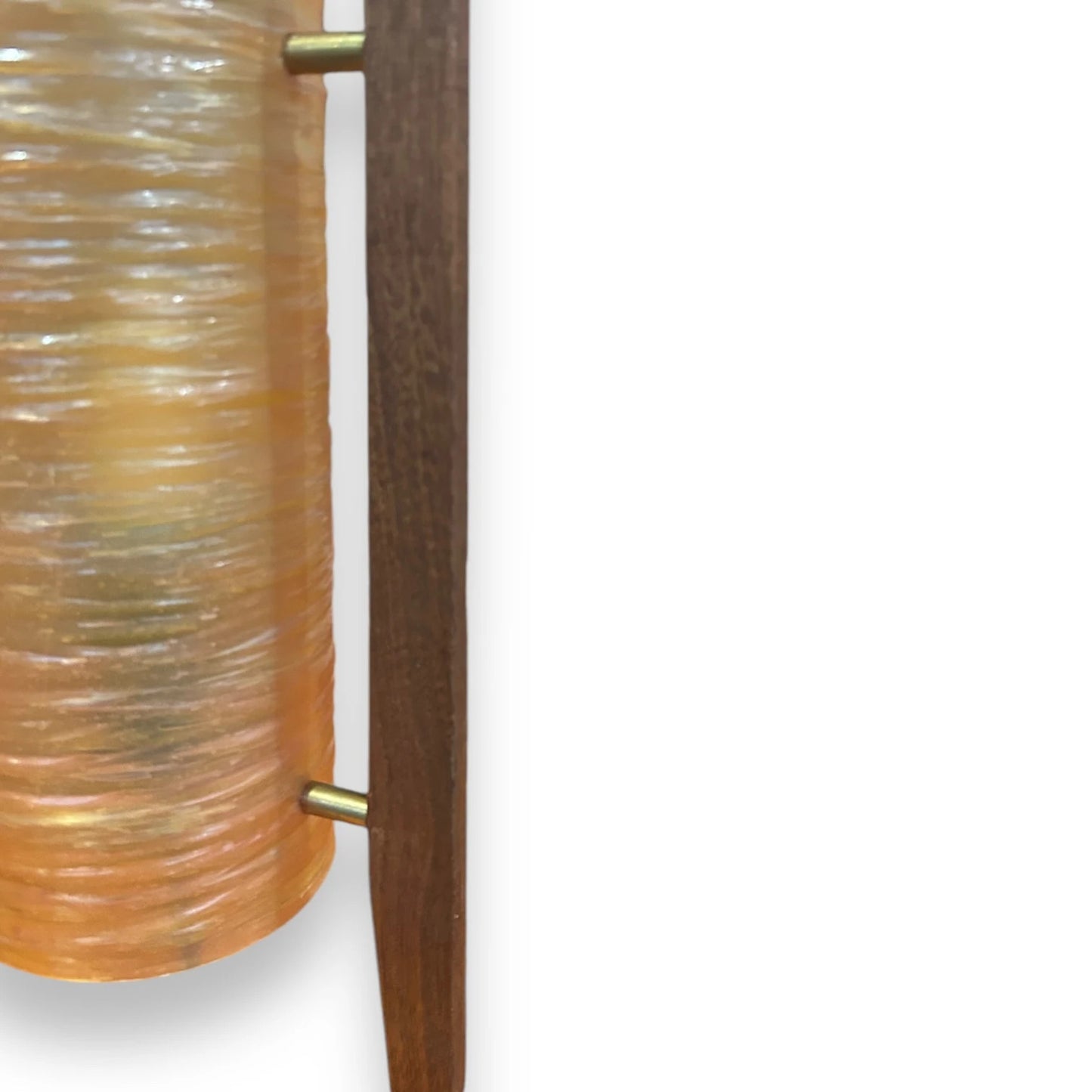 Mid Century Orange Fibreglass & Teak Rocket Table Lamp