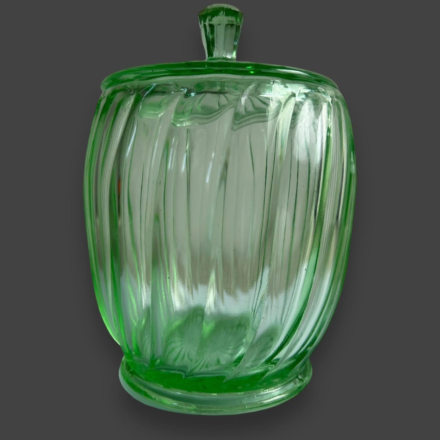 Vintage 1930s Uranium Glass Jar