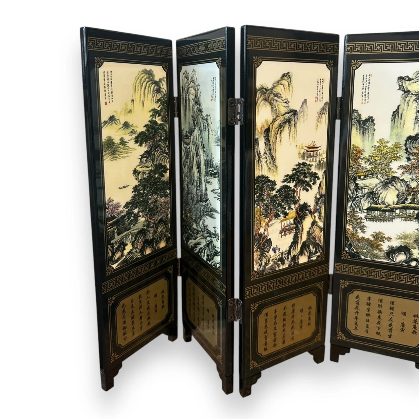 Vintage 1970s Chinese Art Mini Screen Divider