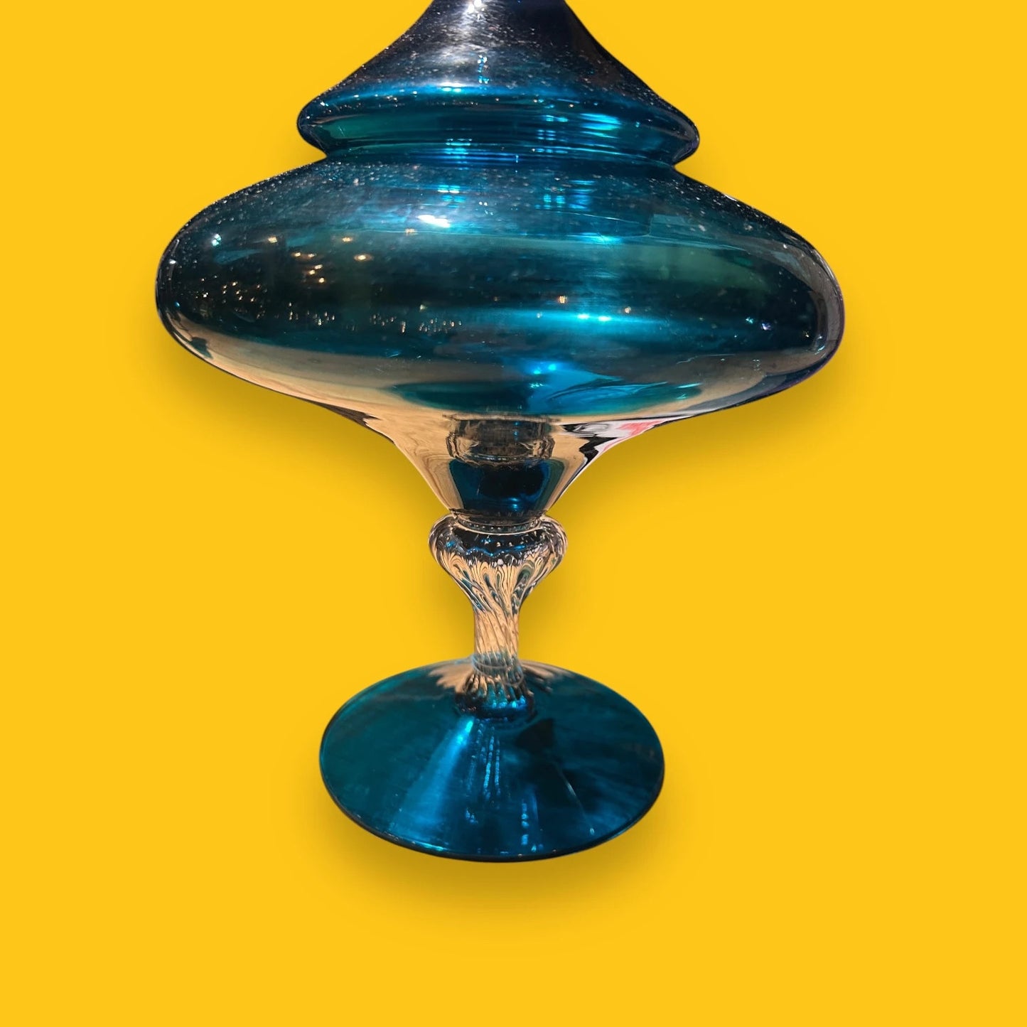 Mid century Italian empoli blue glass jar