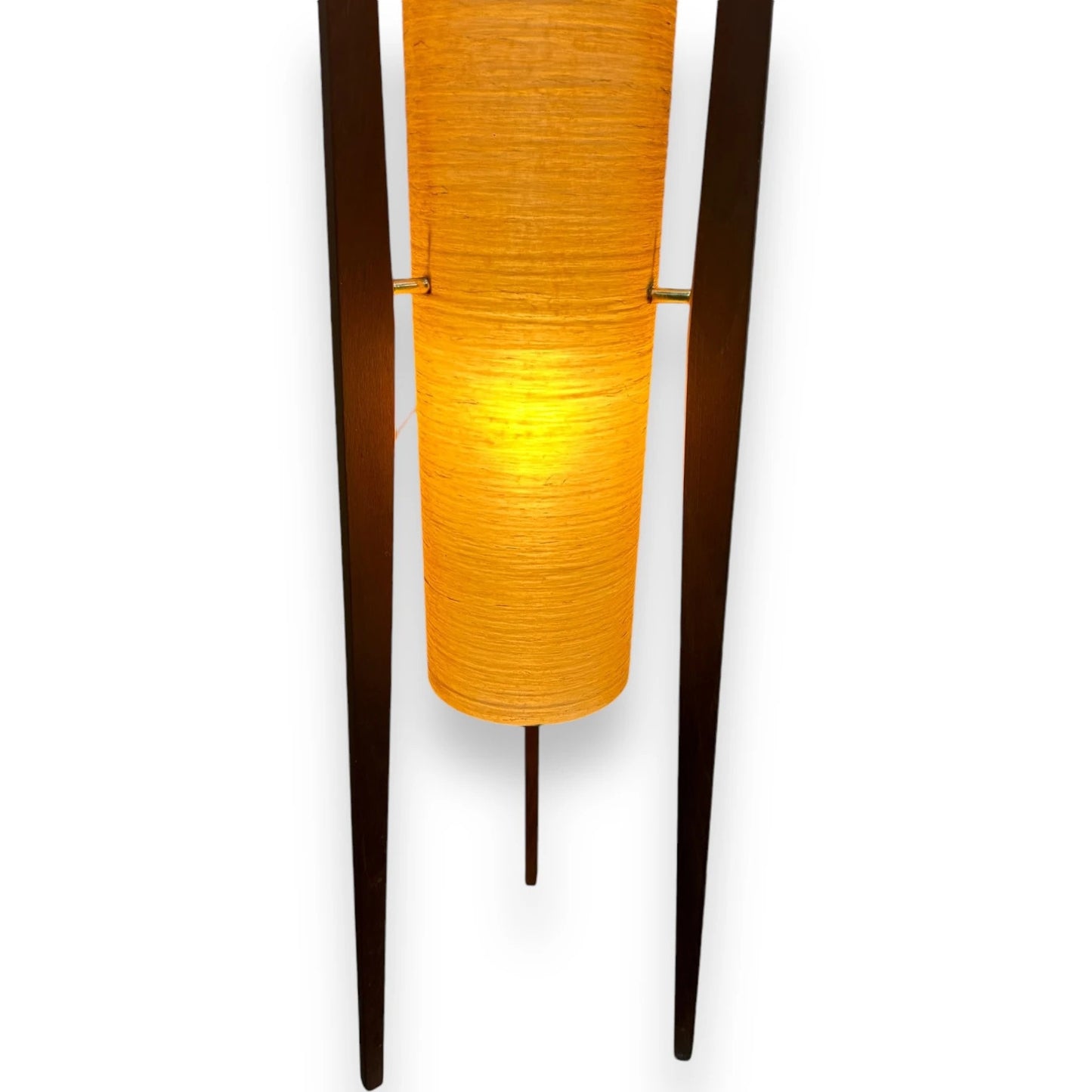 Mid Century Orange Fibreglass & Teak Rocket Floor Lamp