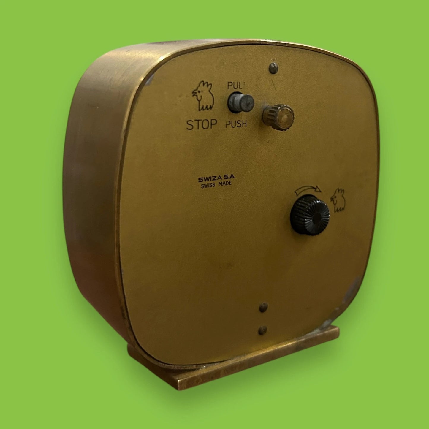 Vintage 1970s Swiza Brass Alarm Clock