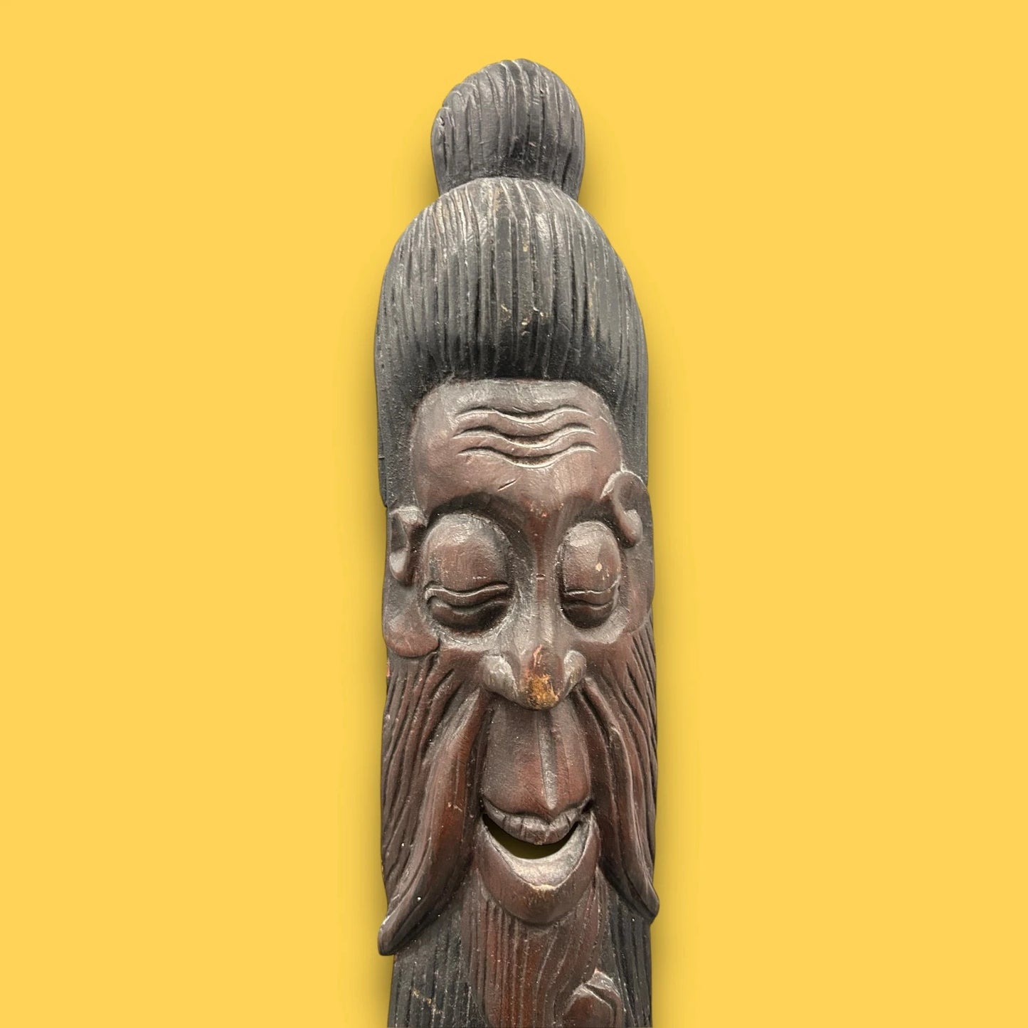 Vintage 1970s East Asian Carved Wood Mask