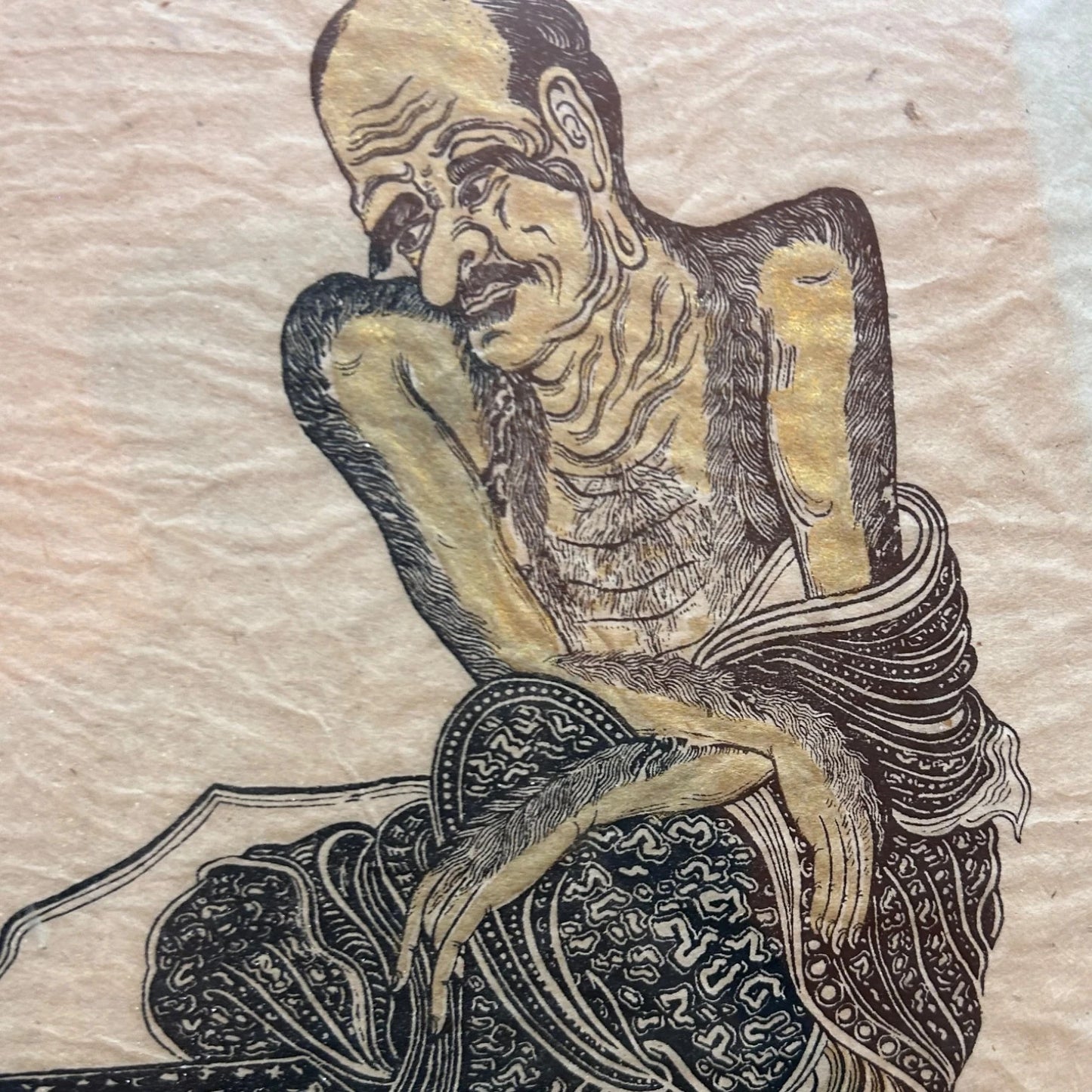 T. Muni Woodblock Printing On Rice Paper 1950s