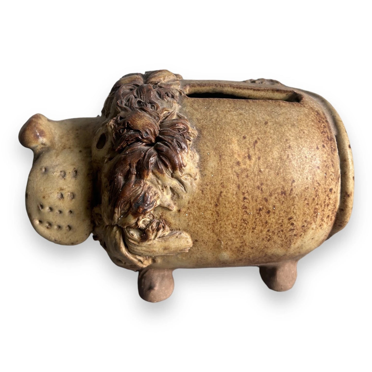 Mid Century Studio Pottery Lion Money Bank