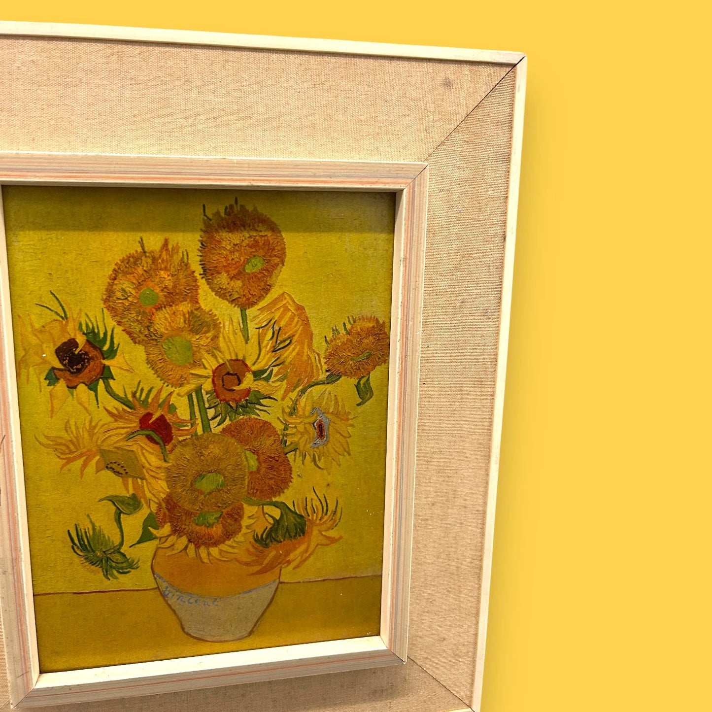 Vintage 1970s Vincent Van Gogh Sunflowers Framed Art