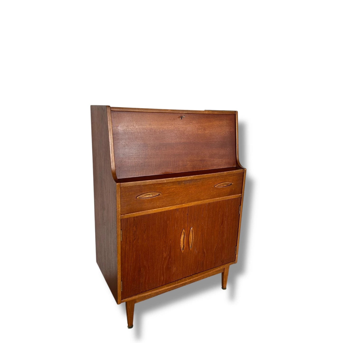 Mid Century Modern Jentique Teak Writing Desk Bureau Cabinet