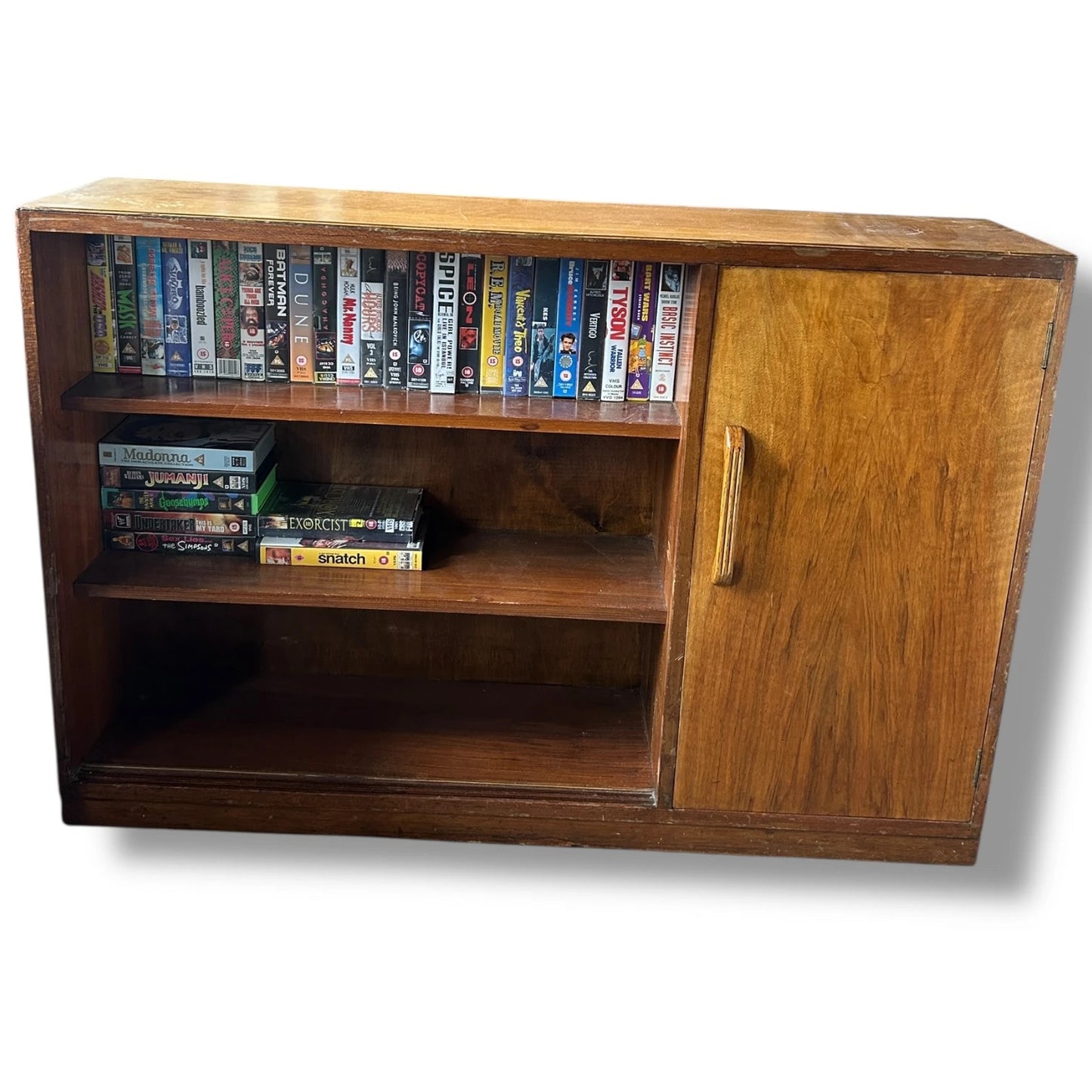 Antique 1940s Oak Bookcase Sideboard Cabinet