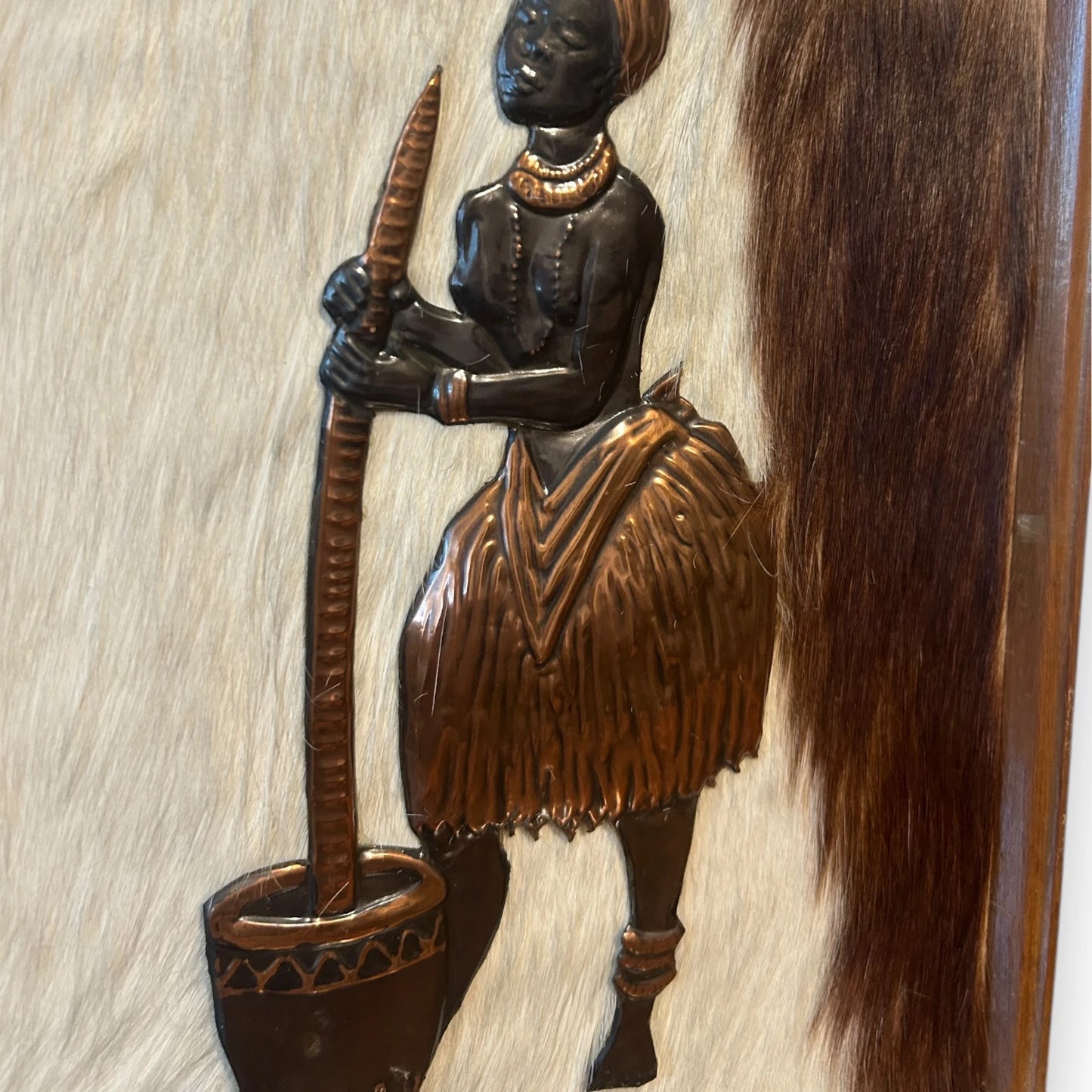 Vintage 1960s African Lady Copper Art