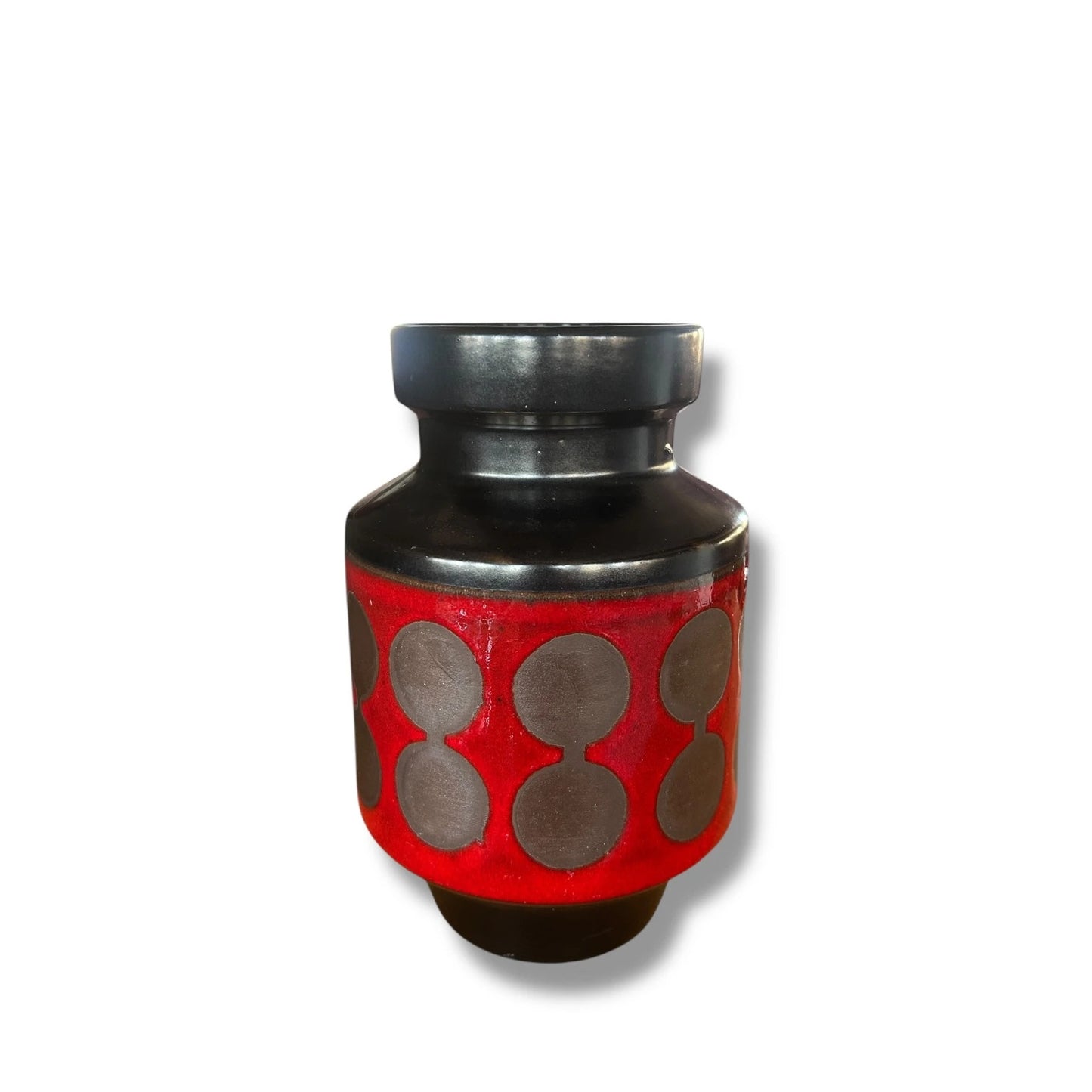 Vintage Dümler & Breiden Fat Lava Vase – Red & Black West German Mid-Century Ceramic