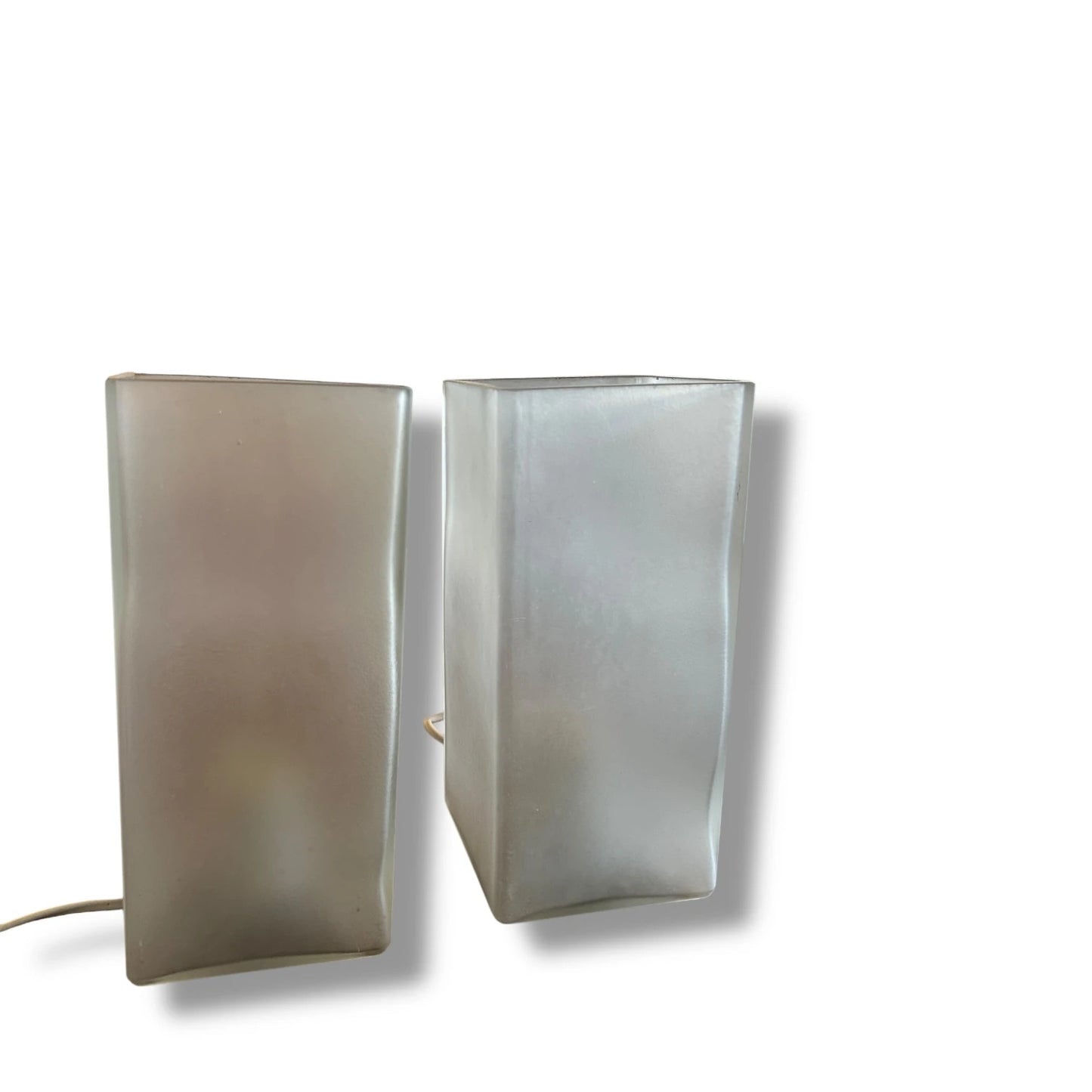 Vintage Pair of Ice Cube Ikea Grono Frosted Glass Table Lamps