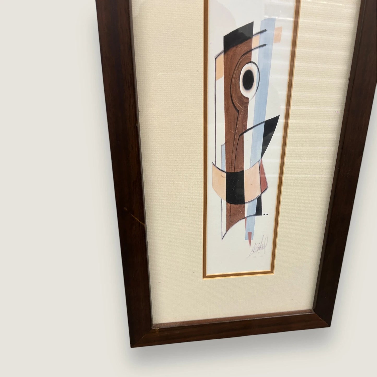 Vintage 1980s Alfred Gockel Abstract Art Framed