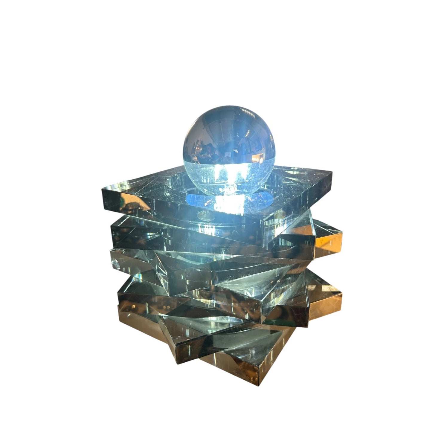 Mid Century Art Deco Glass Ashtray Lamp | Vintage Modernist Table Lamp