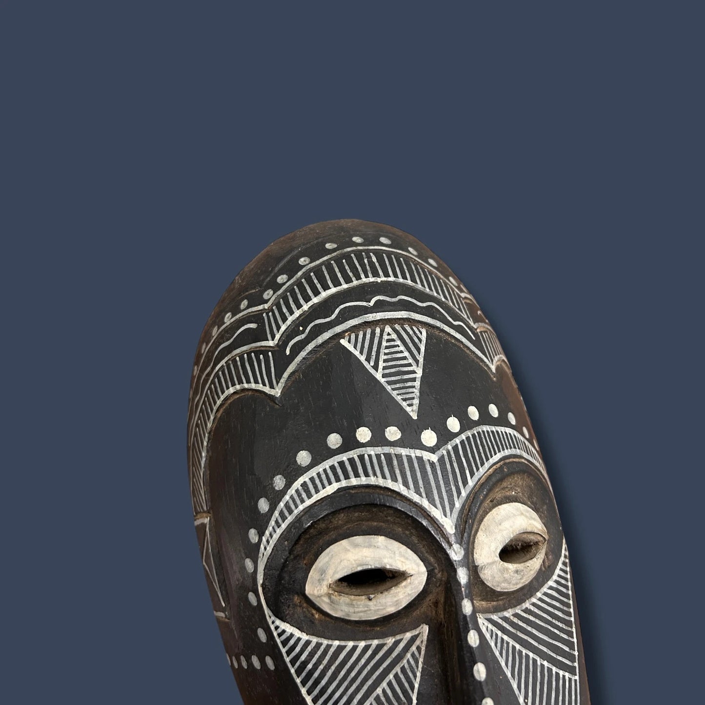 Mid Century African Carved Wood Wall Art Mask