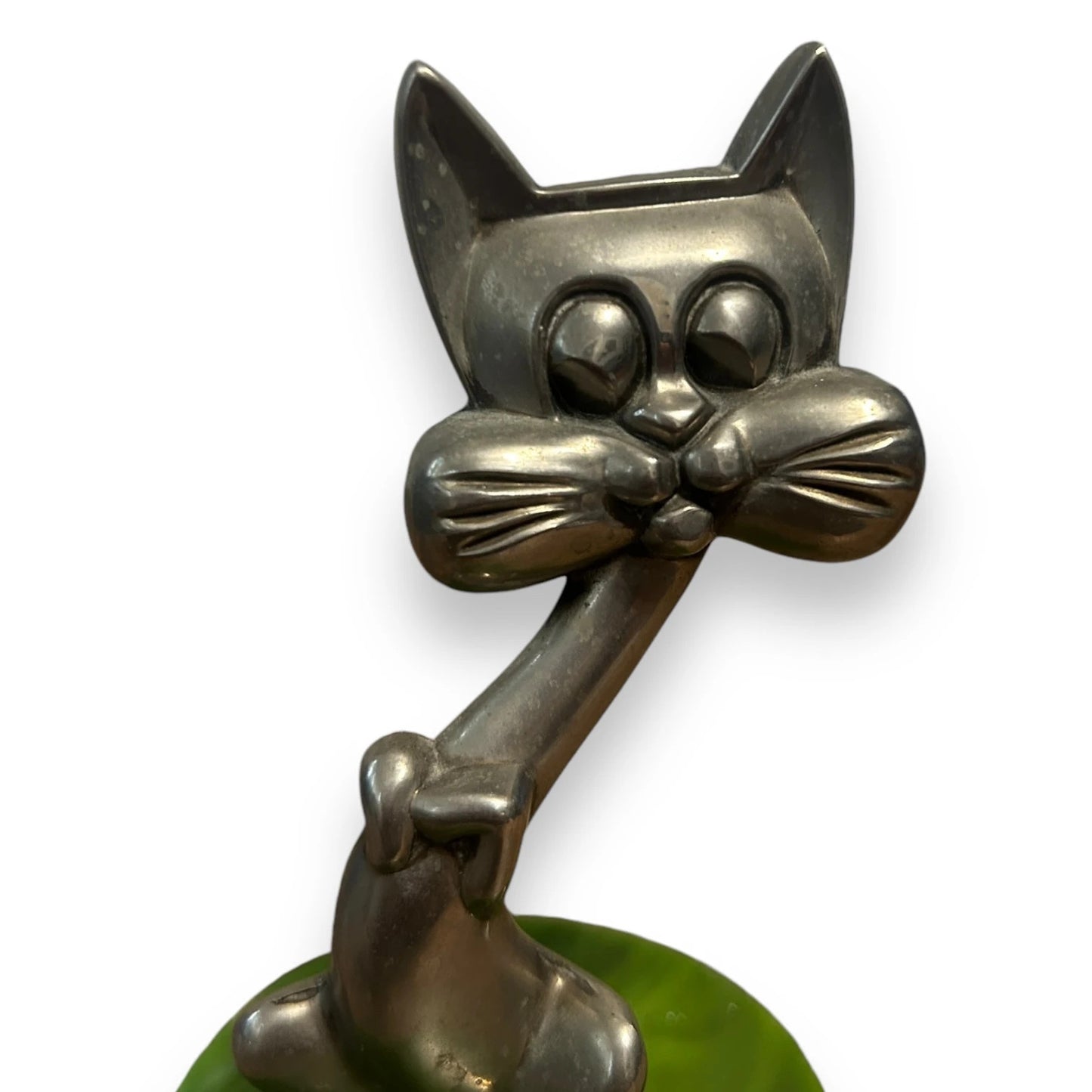 Mid Century Silver Plated Metal Cat Ornament Figurine