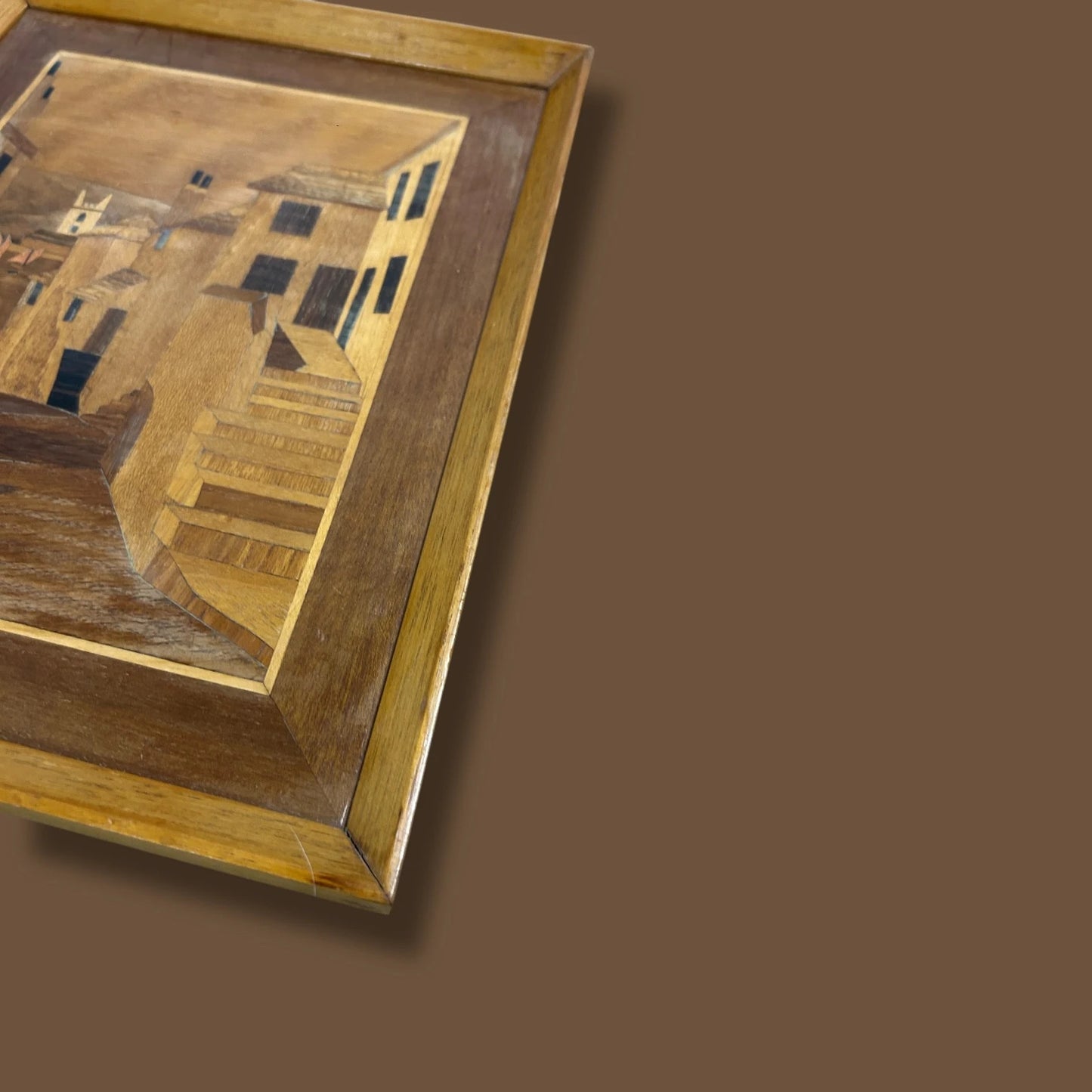 Mid Century Wood Marquetry Picture Frame
