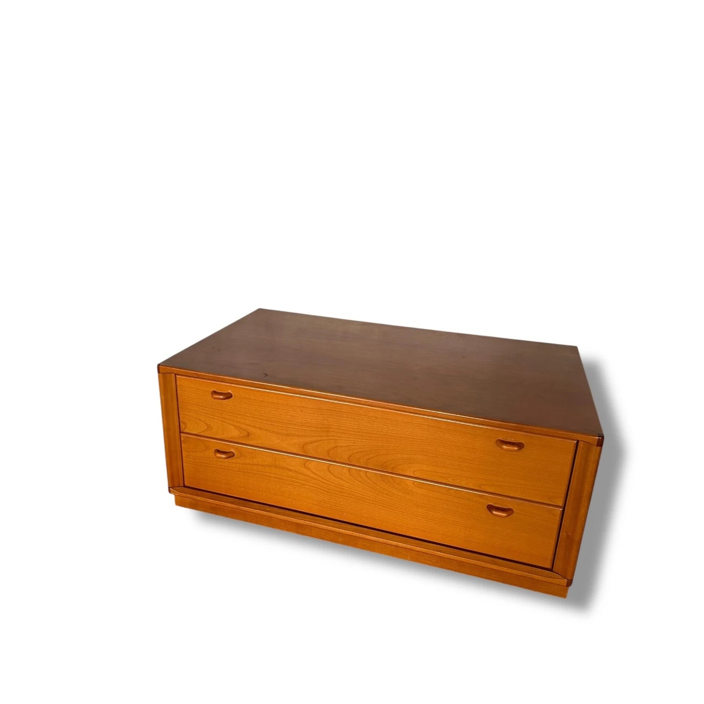 Vintage German Low Chest of Drawers – Mid Century Modern Teak Veneer 2-Drawer Cabinet