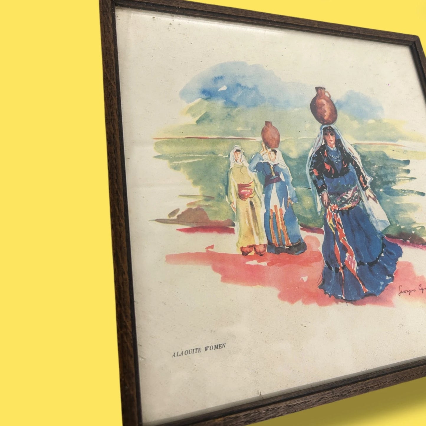 Vintage Lebanese Watercolour by Georges Cyr Framed Print