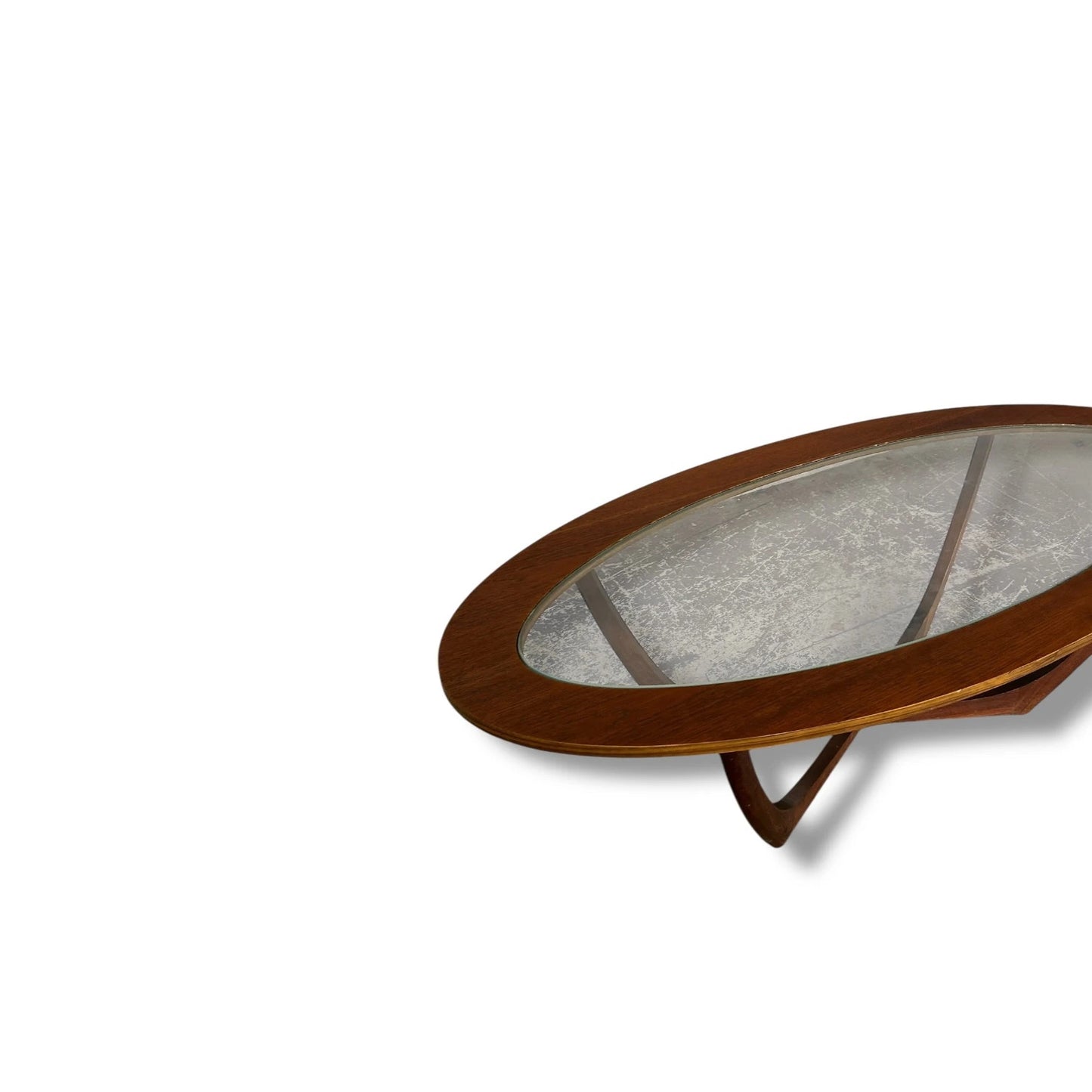 Mid Century Modern Teak Wood and Glass Oval Coffee Table