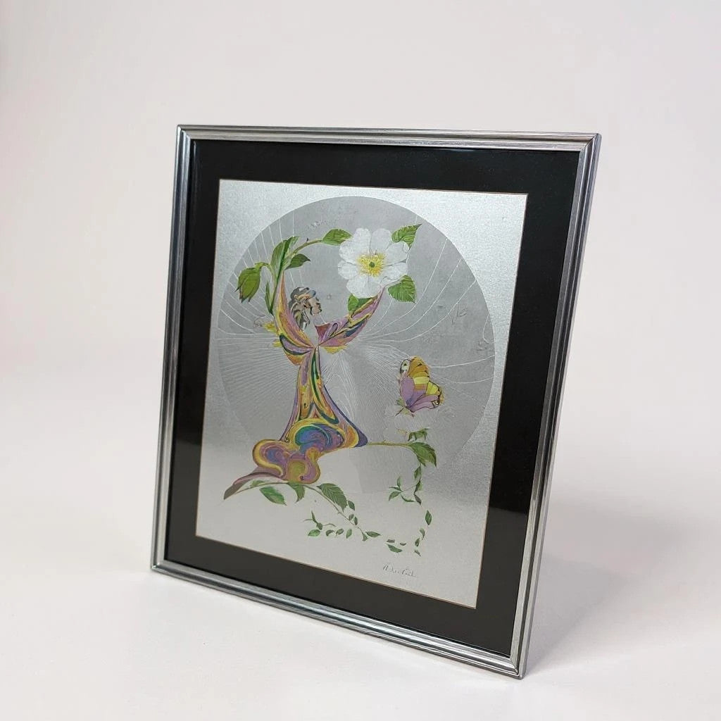 Mid Century Modern Michelle Emblem Poppy Fairy Foil Art Painting
