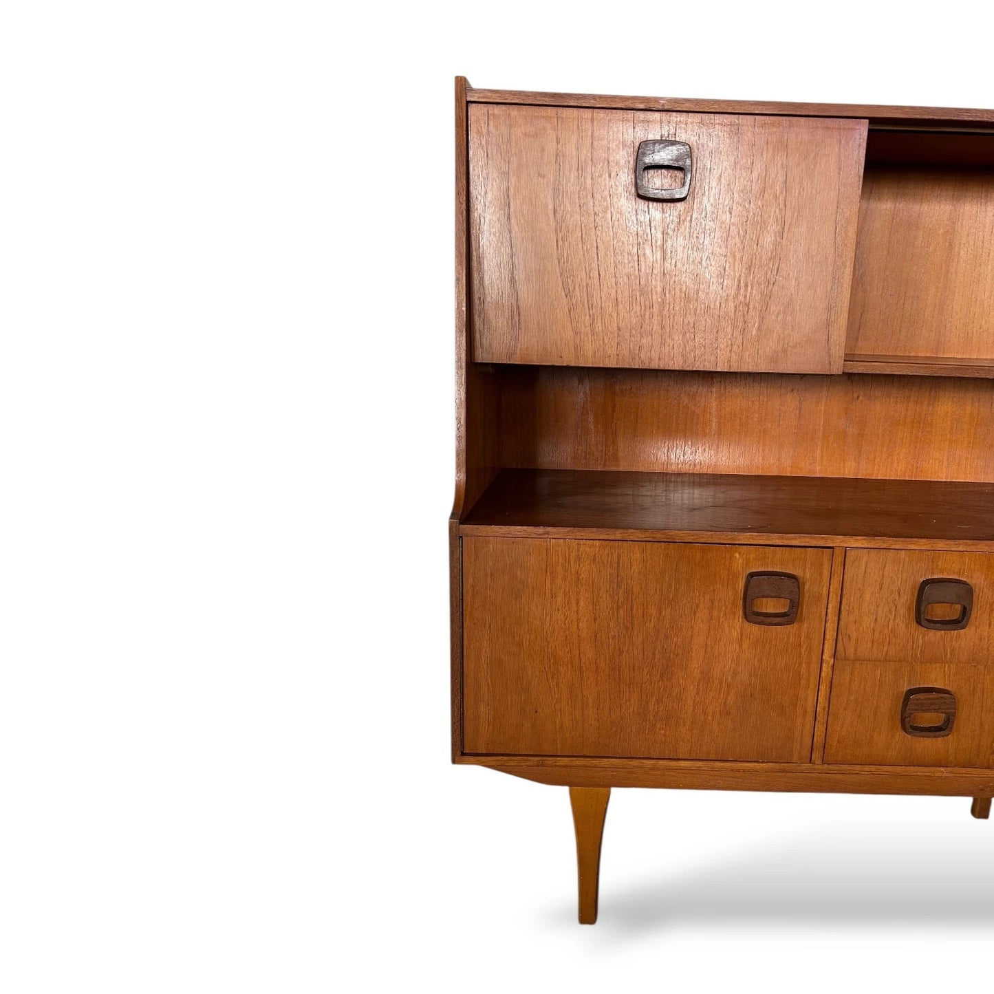 Mid Century Danish Highboard Cocktail Cabinet – Teak Sideboard Drinks Cabinet with Storage