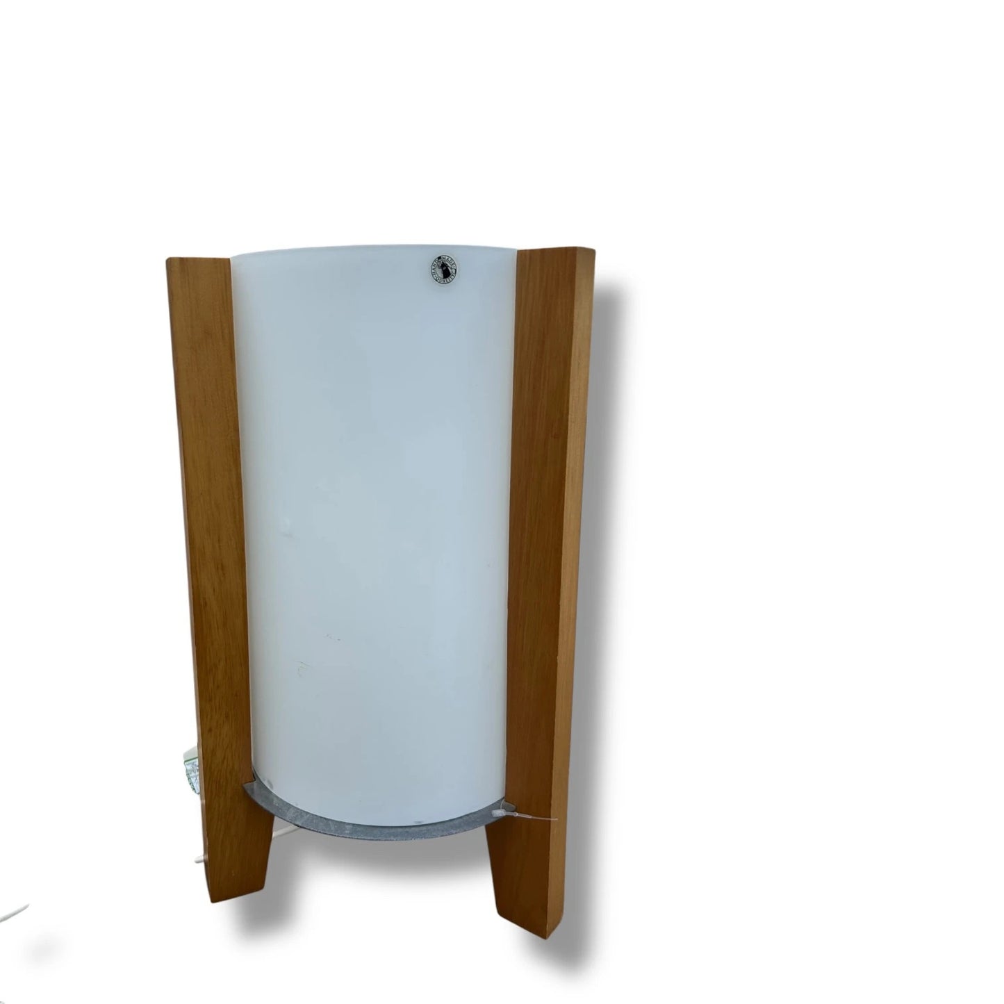 Vintage 90s Ikea Glass and Wood Rocket Style Table Lamp