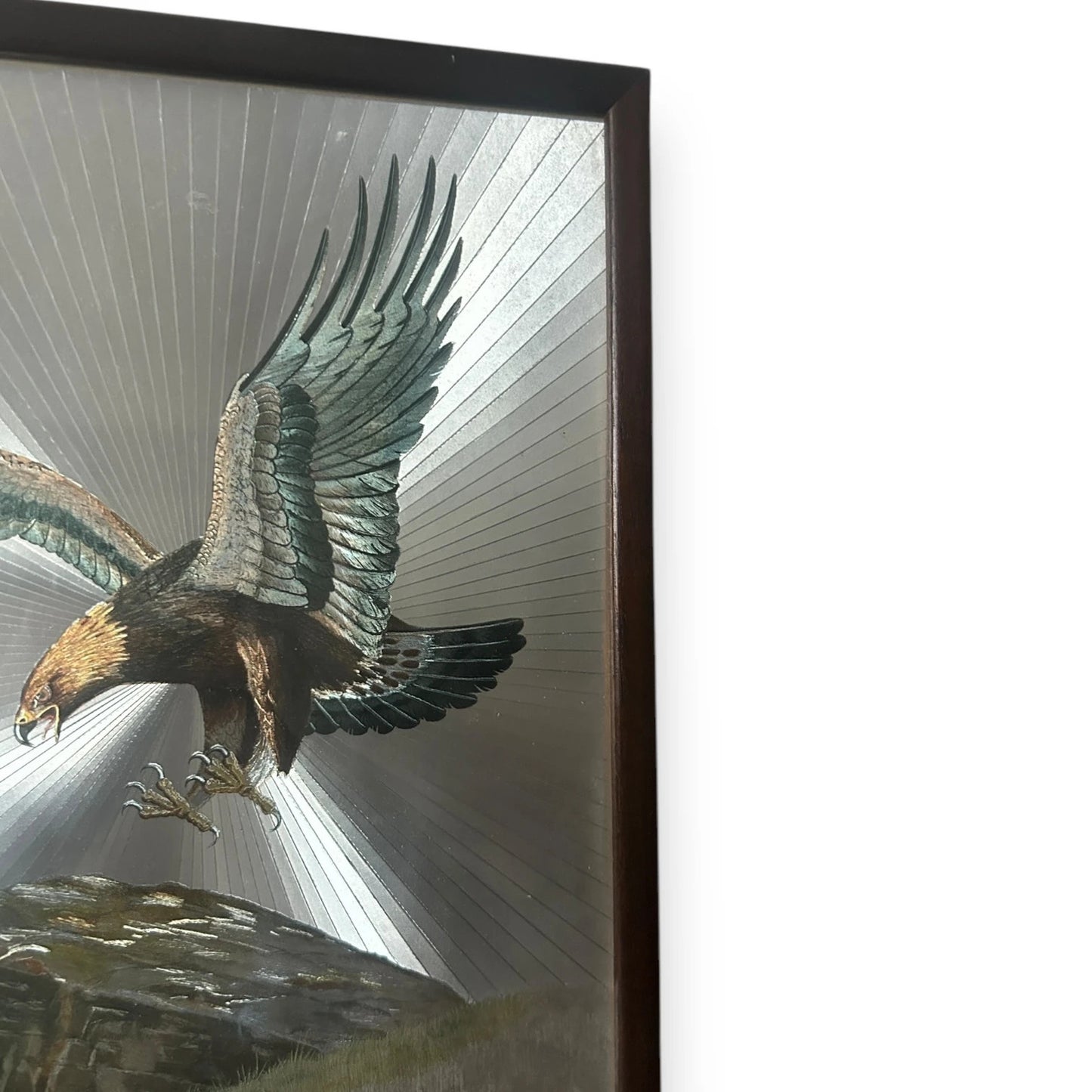 Vintage 1970s Eagle Foil Framed Art