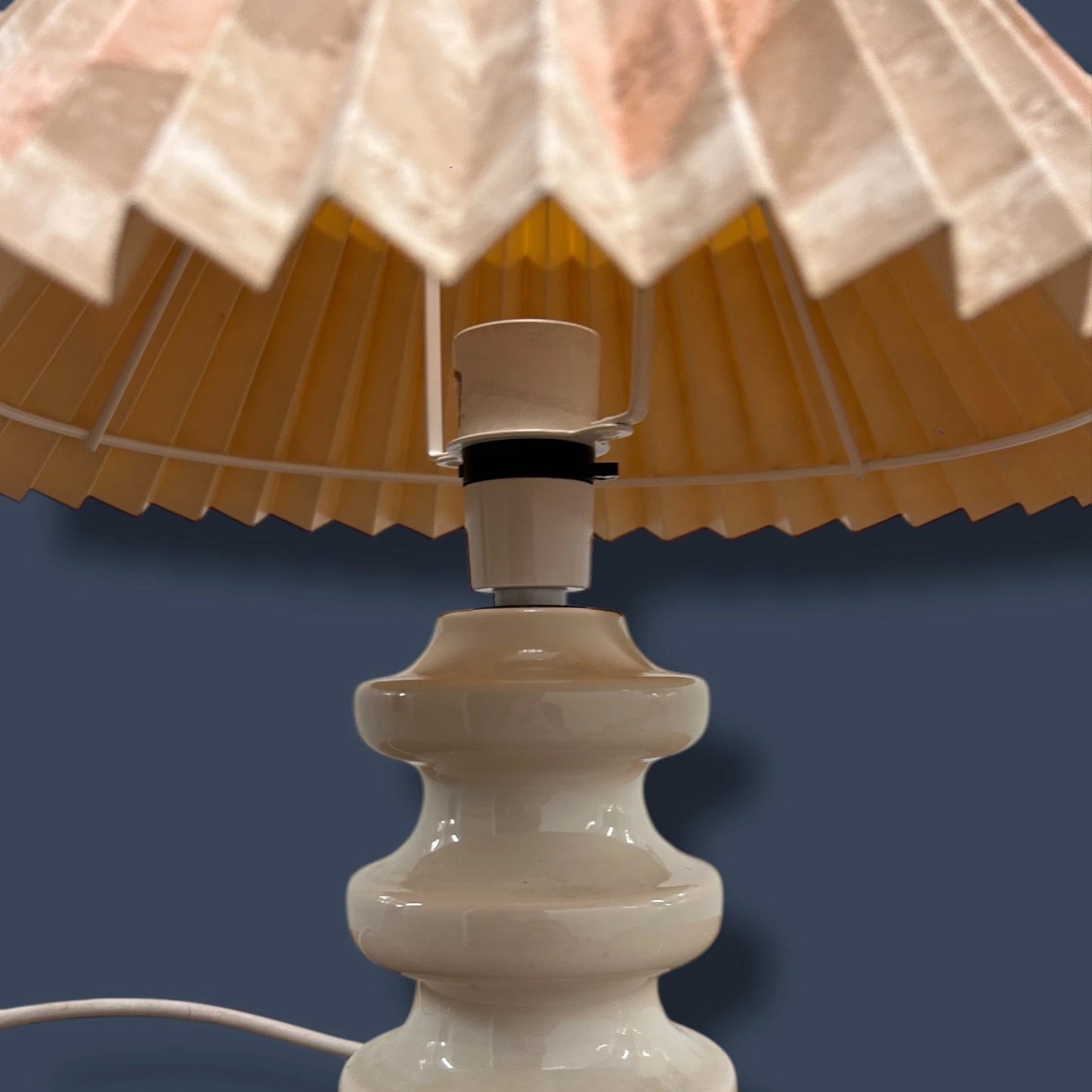 Mid Century Farmhouse Pleated Shade Ceramic Table Lamp