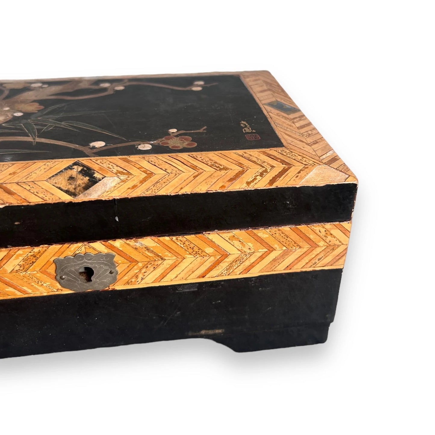 Vintage 1960s Japanese Laquer and Abalone Shell Jewellery Box