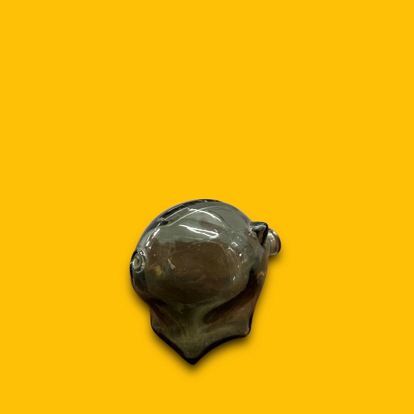 Mid Century Smoked Glass Piggy Bank