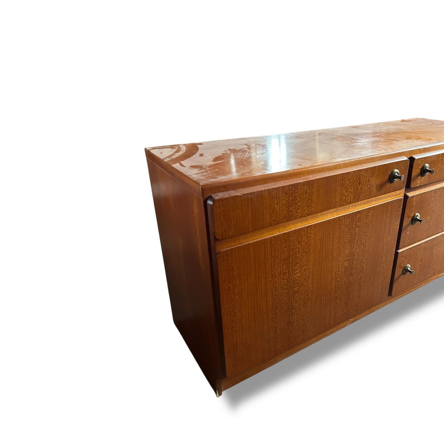 Mid Century Modern McIntosh Low Sideboard | Vintage Teak Credenza with Sleek Minimalist Design