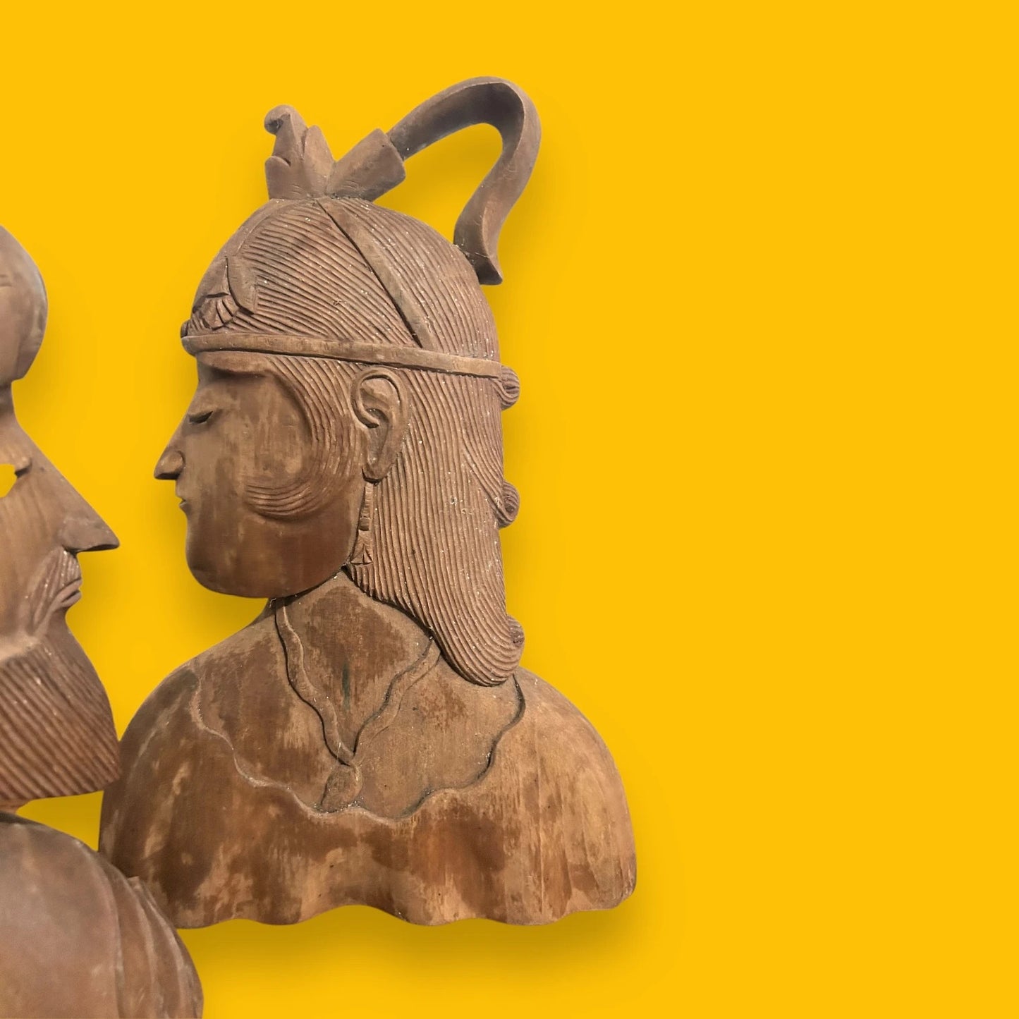 Mid Century Carved Wood Turkish Bookends