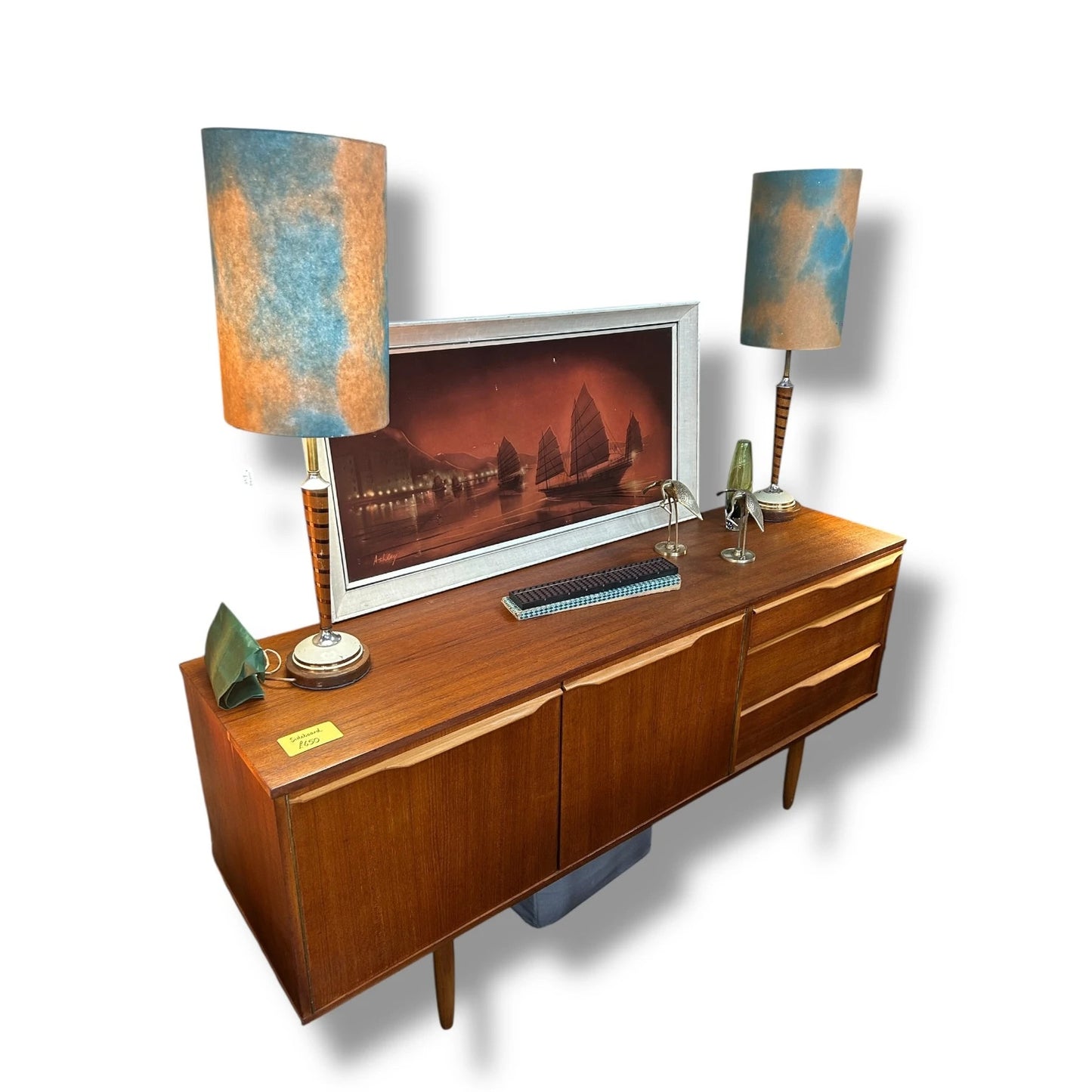Mid Century Modern Morris Of Glasgow Teak Carved Wood Sideboard