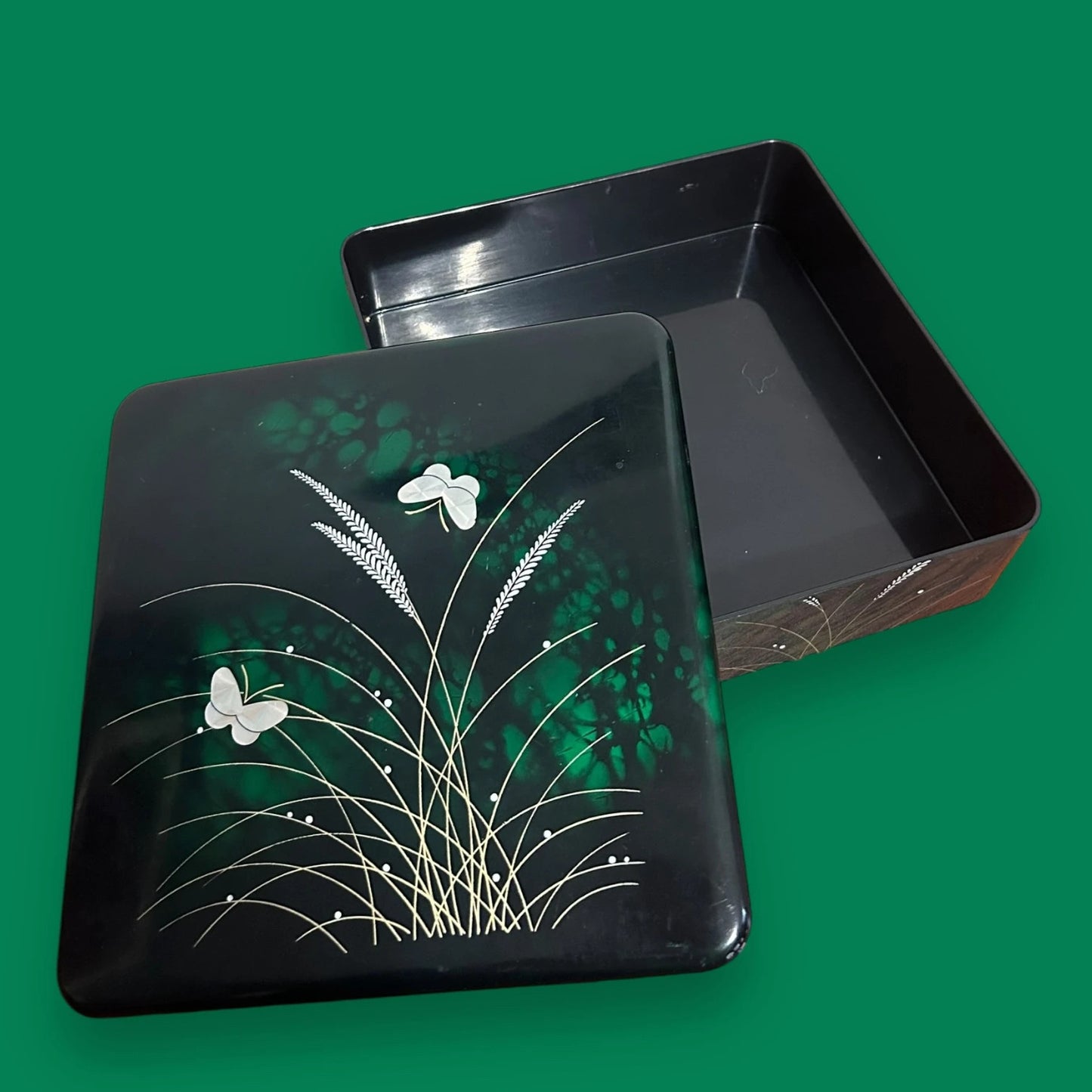 Vintage 1970s Japanese Black Lacquer Jewellery Box