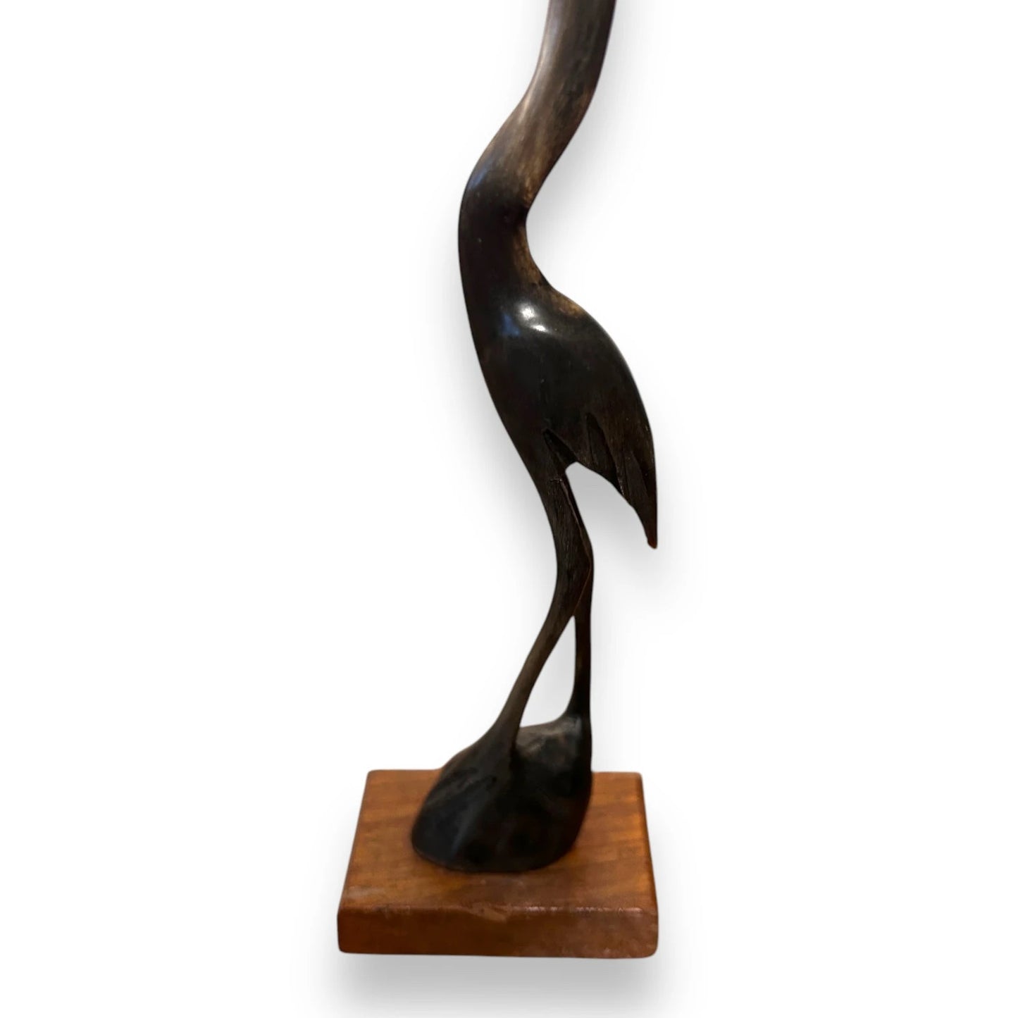 Mid Century Hand Carved Buffalo Bone Crane Statue