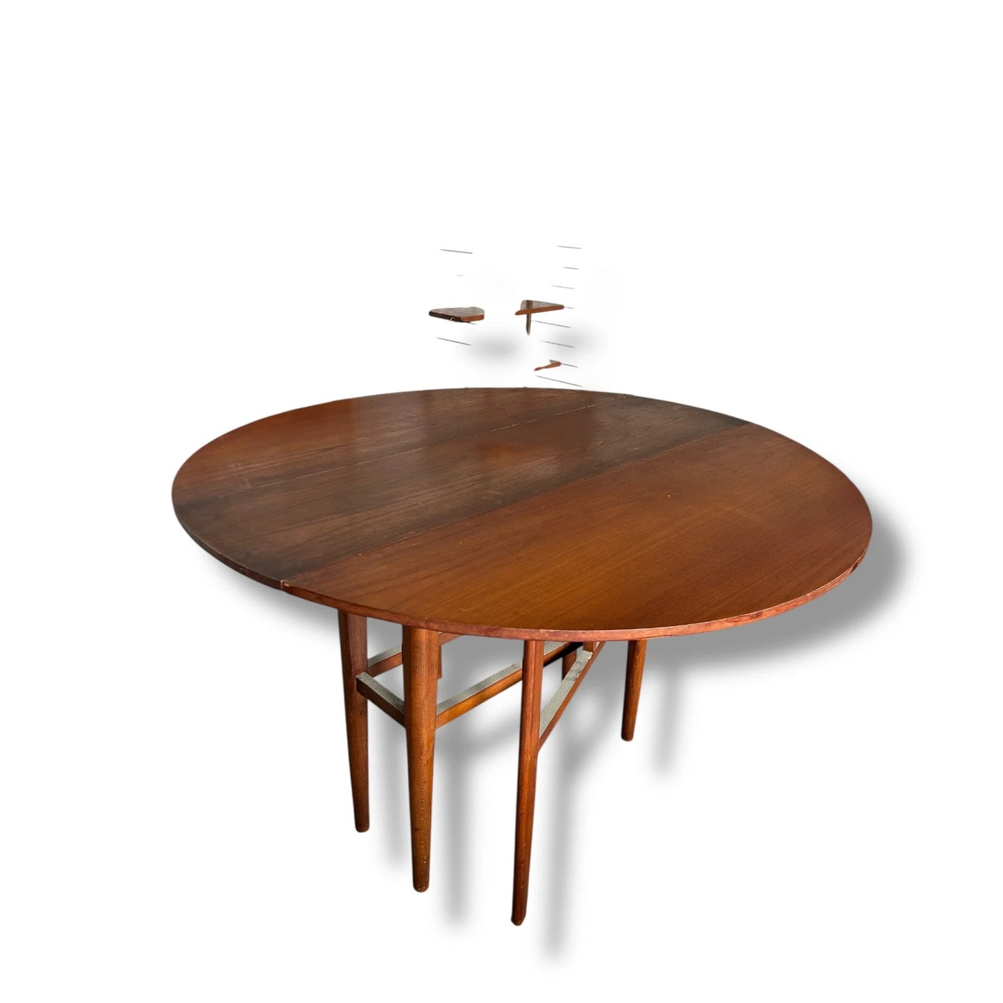 Mid Century Drop Leaf Dining Table | Vintage Teak Round Extendable Table