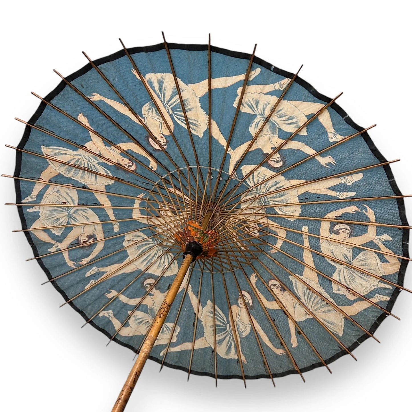 Vintage 1960s Chinese Art Deco Ballet Dancers Parasol