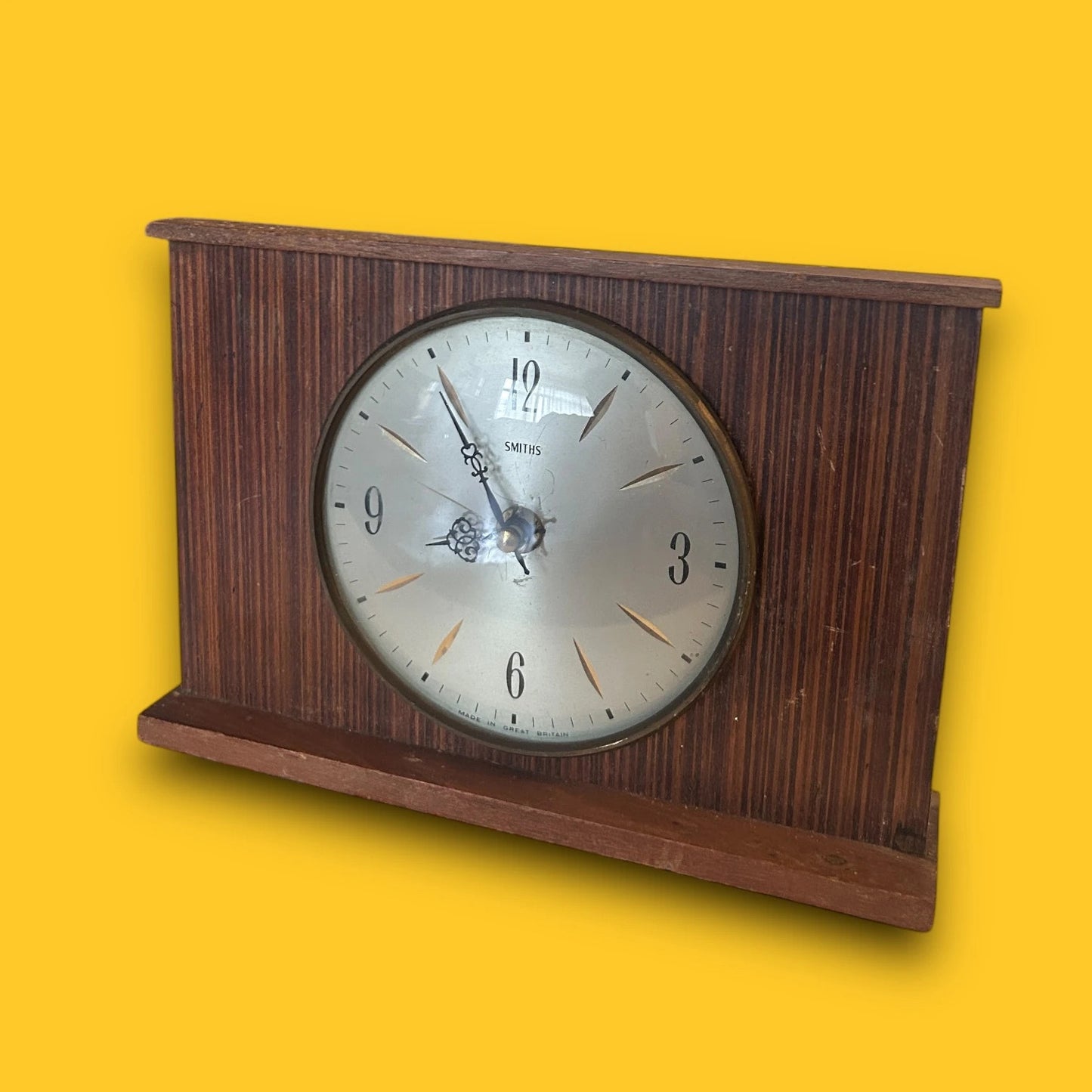 Mid Century Teak Wood Smiths Mantle Clock