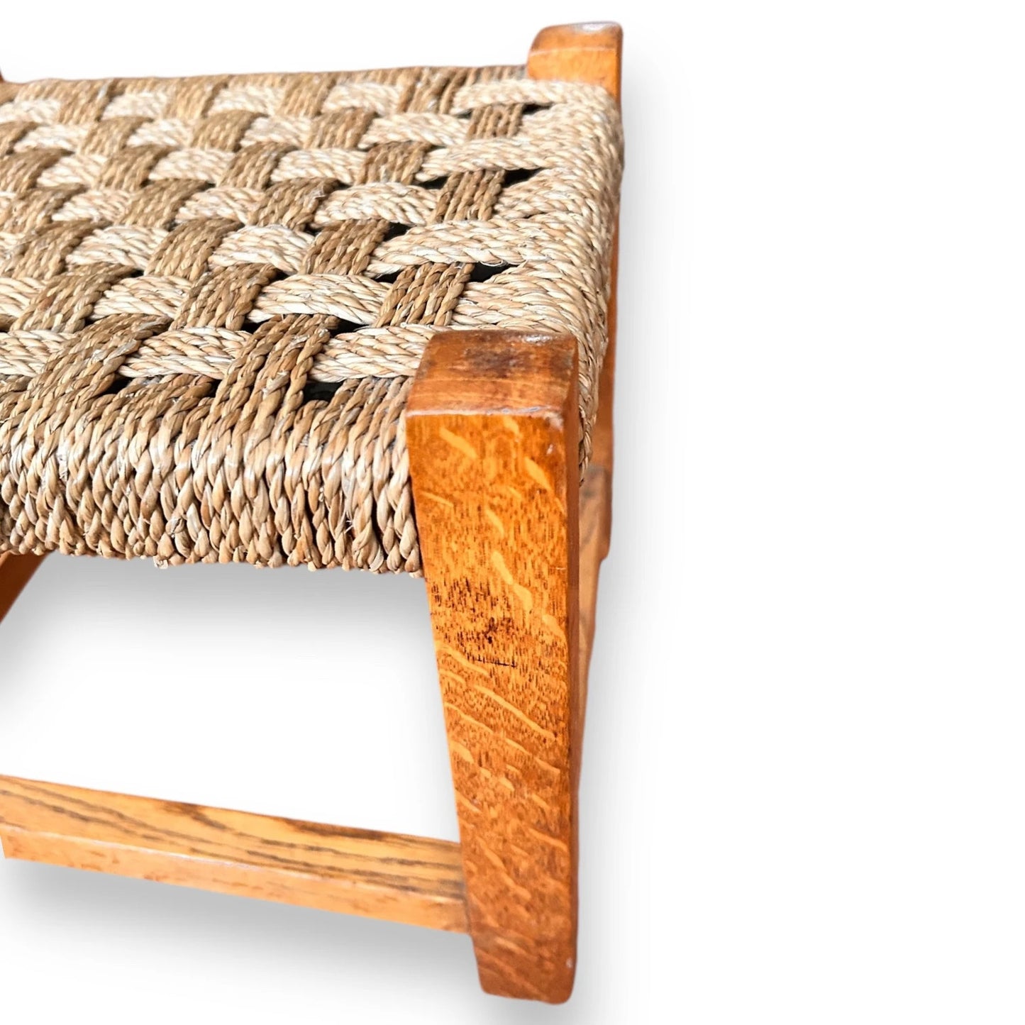 Mid century woven footstool