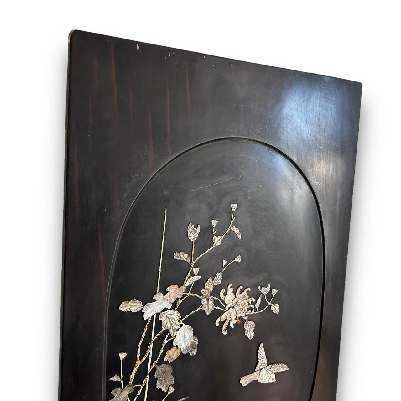 19th Century Japanese Inlaid Meiji Wood Panel
