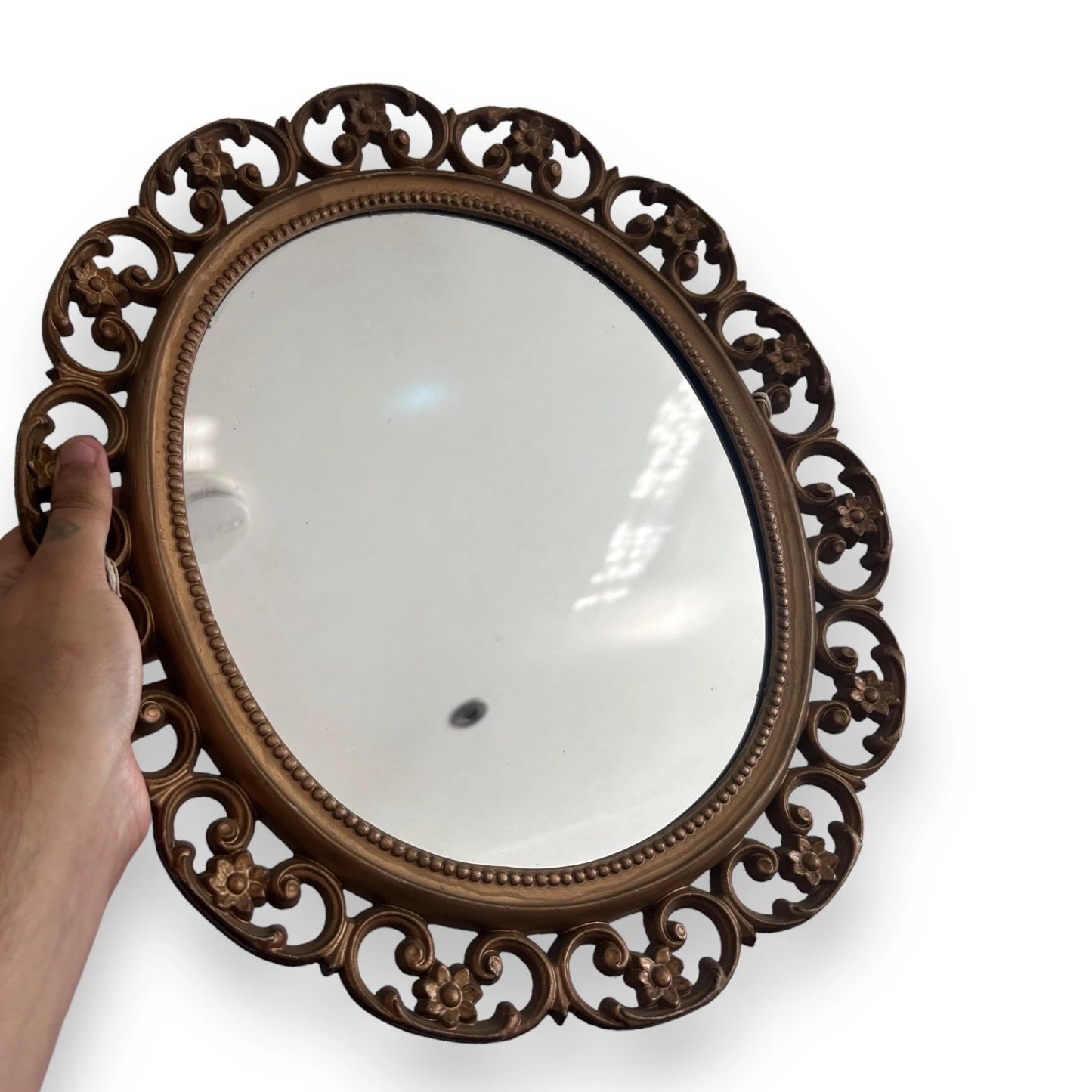 Vintage 1980s Gilt Oval Mirror